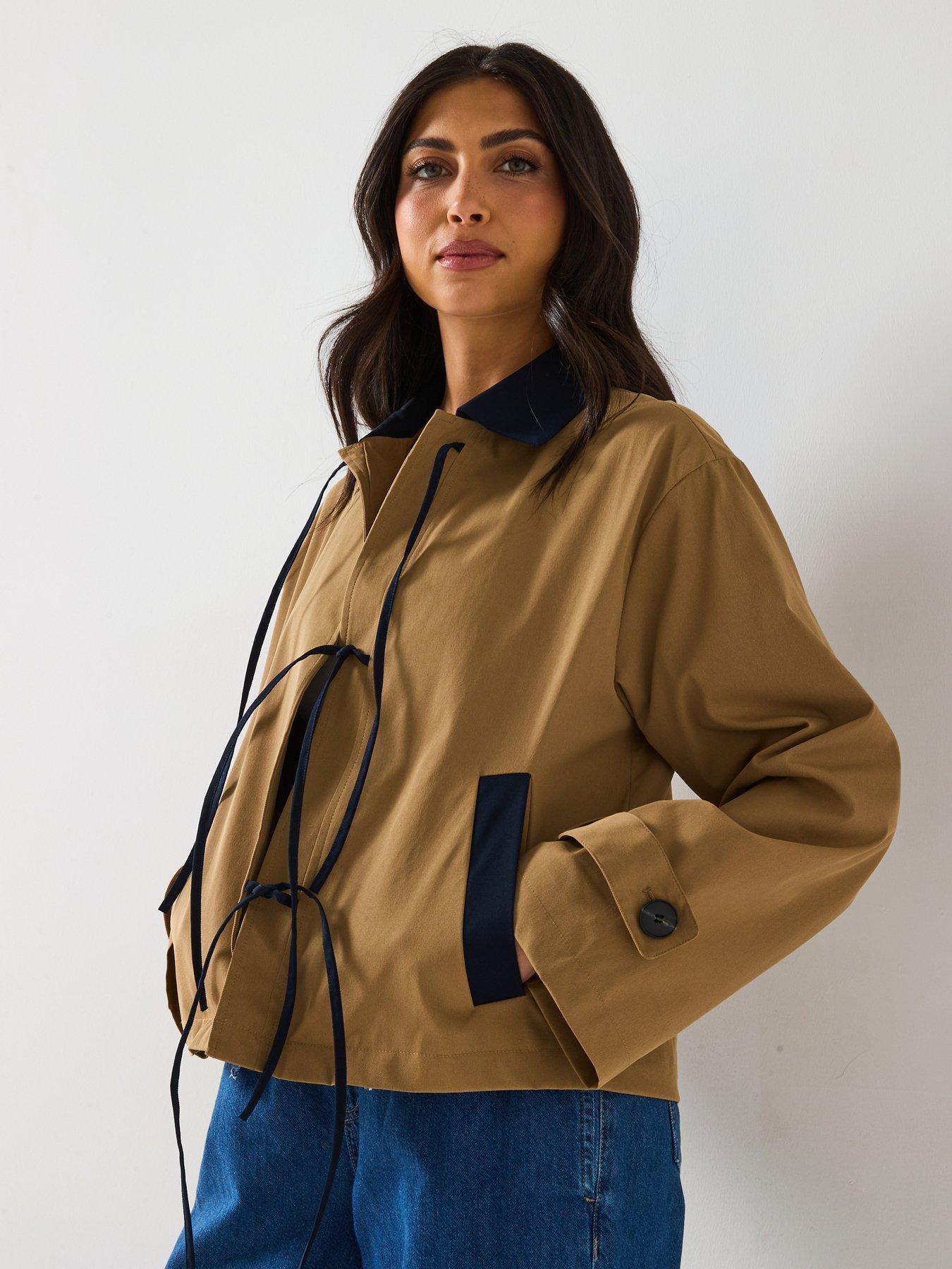 Image 5 of 6 of Only Tie Detail Jacket - Beige