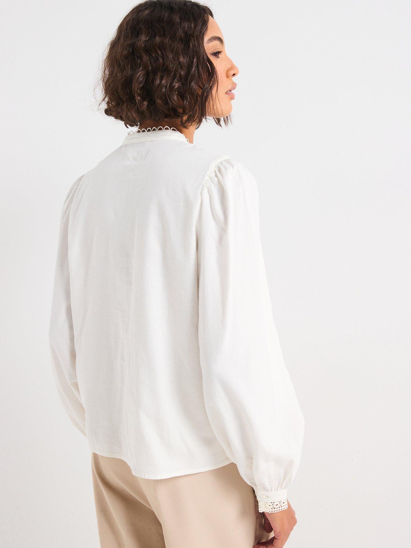 Image 2 of 6 of JDY Lace Detail Shirt - White