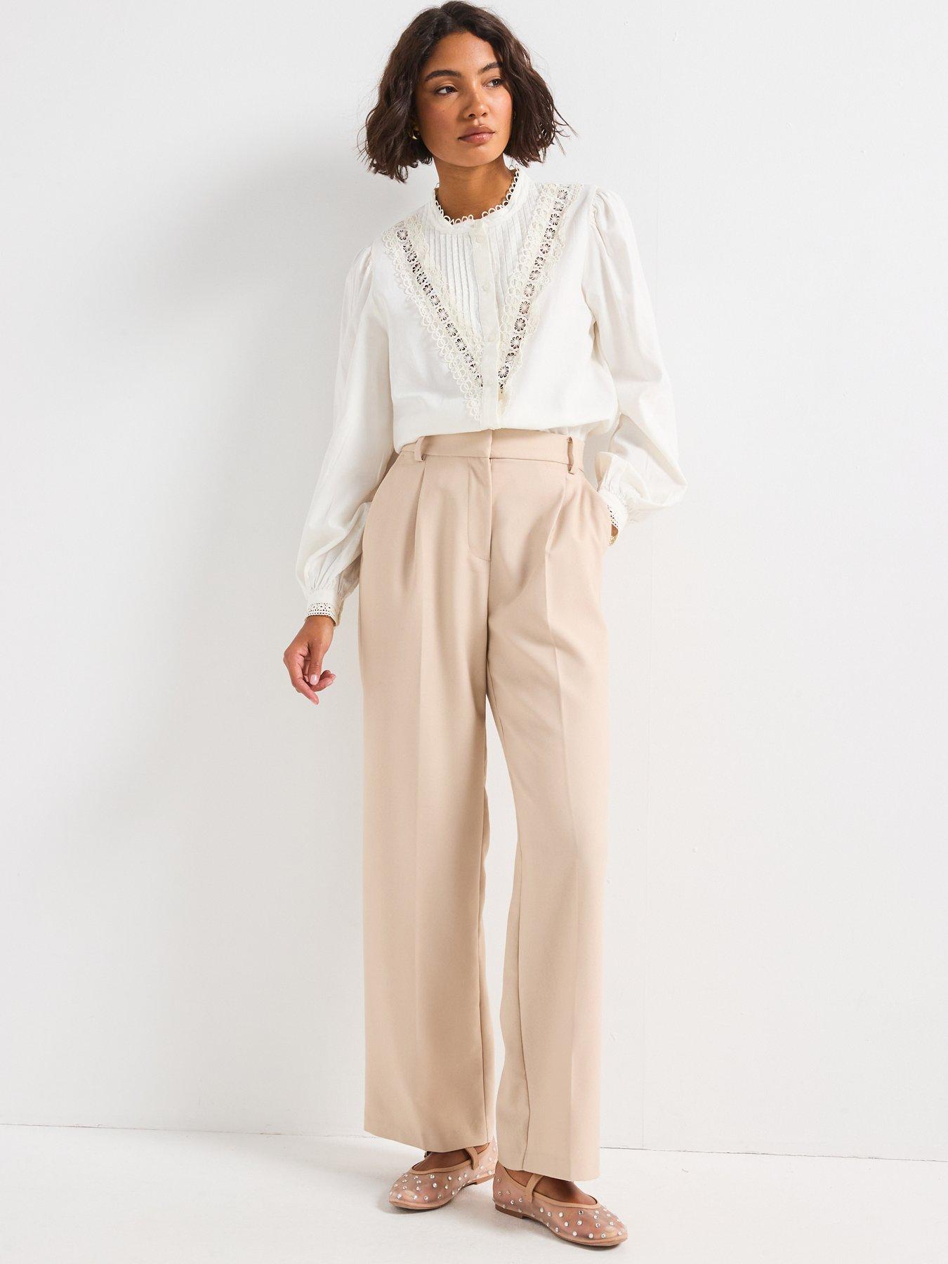 Image 3 of 6 of JDY Lace Detail Shirt - White