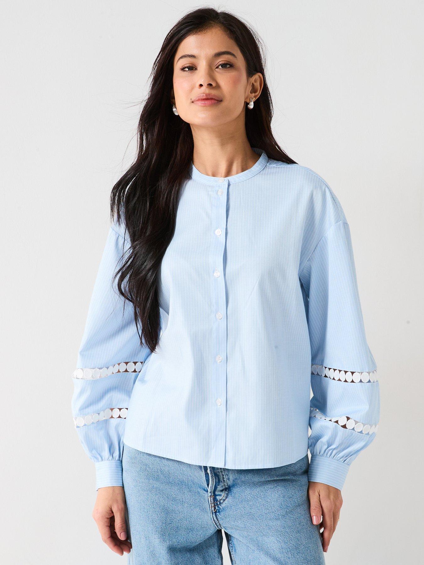 Vero Moda Janni Tape Long Sleeve Woven Shirt - Blue