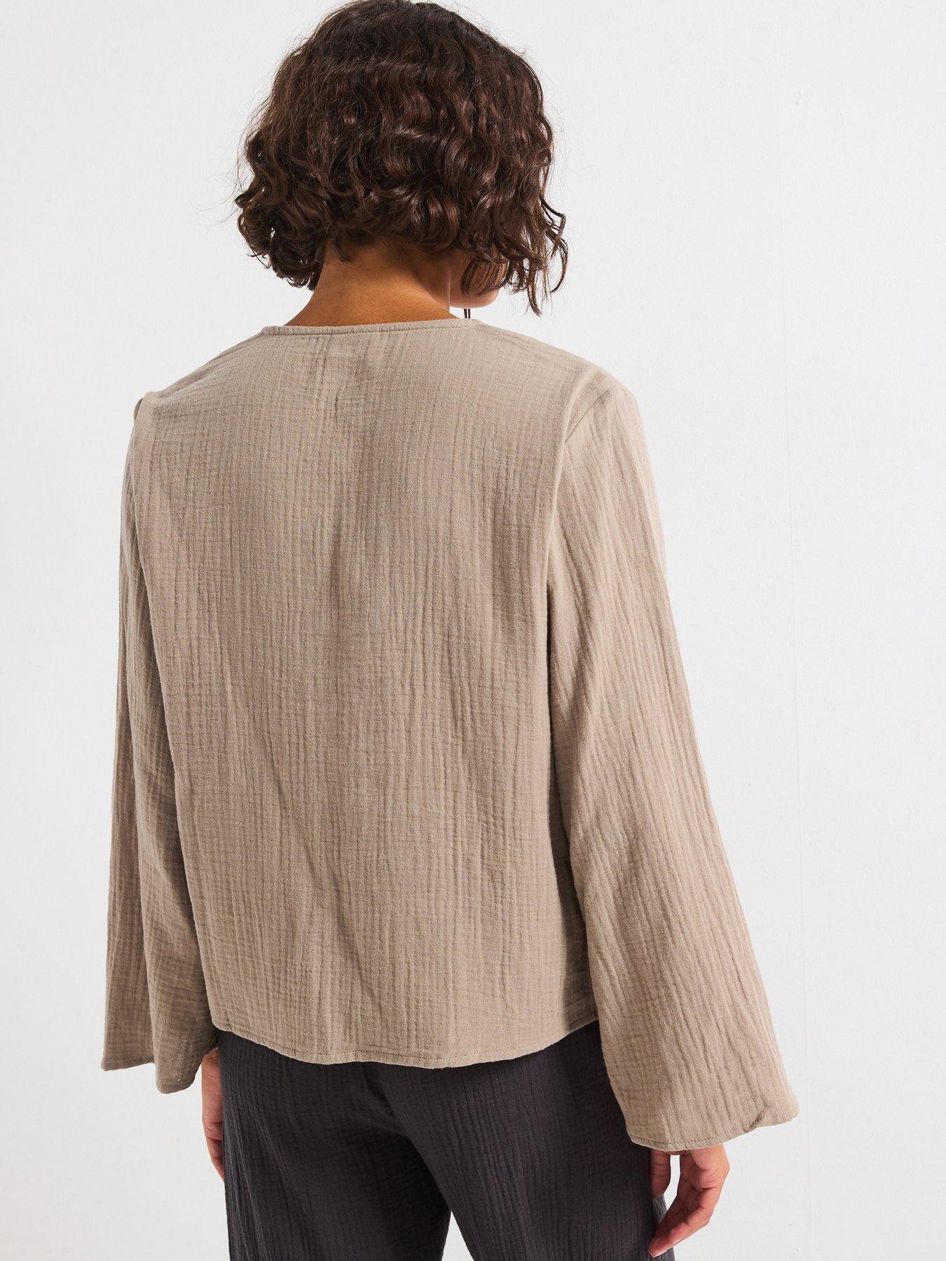 Image 2 of 6 of JDY Tie Detail Blouse - Brown
