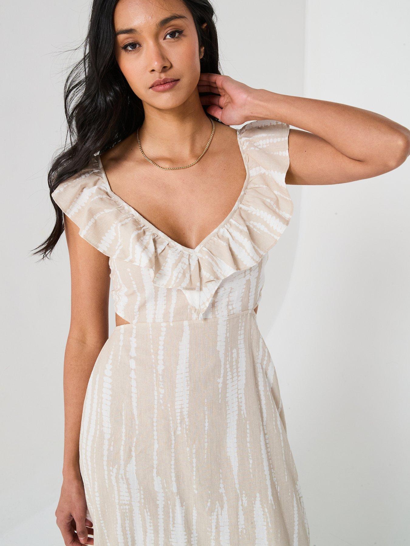Image 3 of 6 of Vero Moda Woven Ankle Drop Hem Dress - Multi