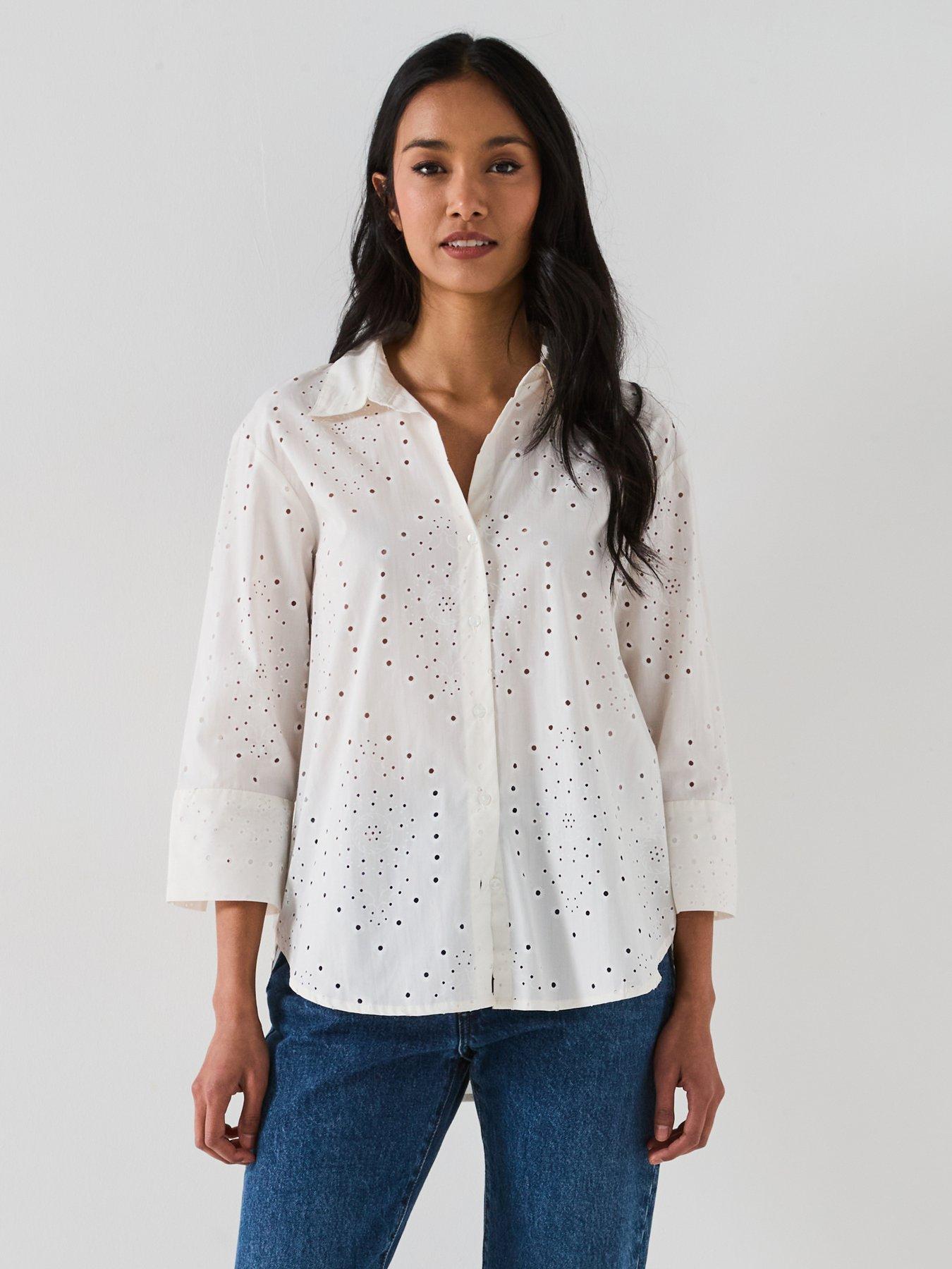 Image 1 of 6 of JDY Embroidered Relaxed Fit Shirt - White