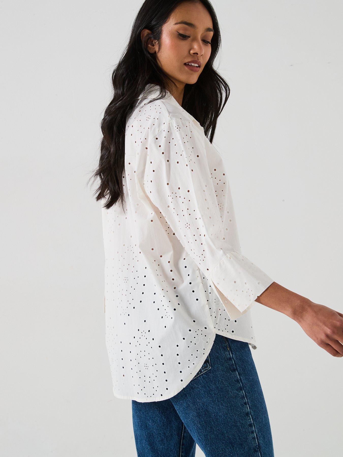 Image 2 of 6 of JDY Embroidered Relaxed Fit Shirt - White