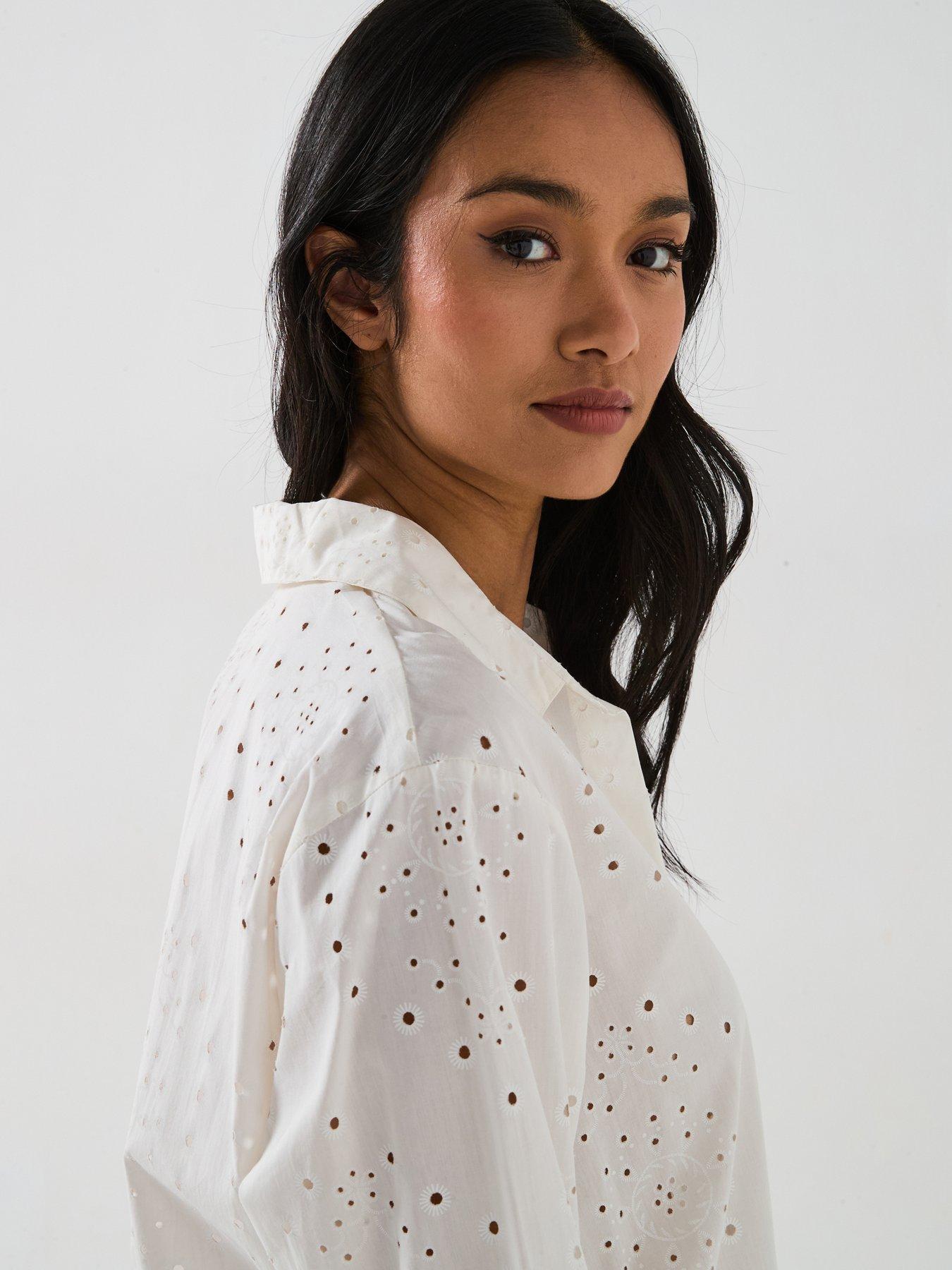 Image 6 of 6 of JDY Embroidered Relaxed Fit Shirt - White