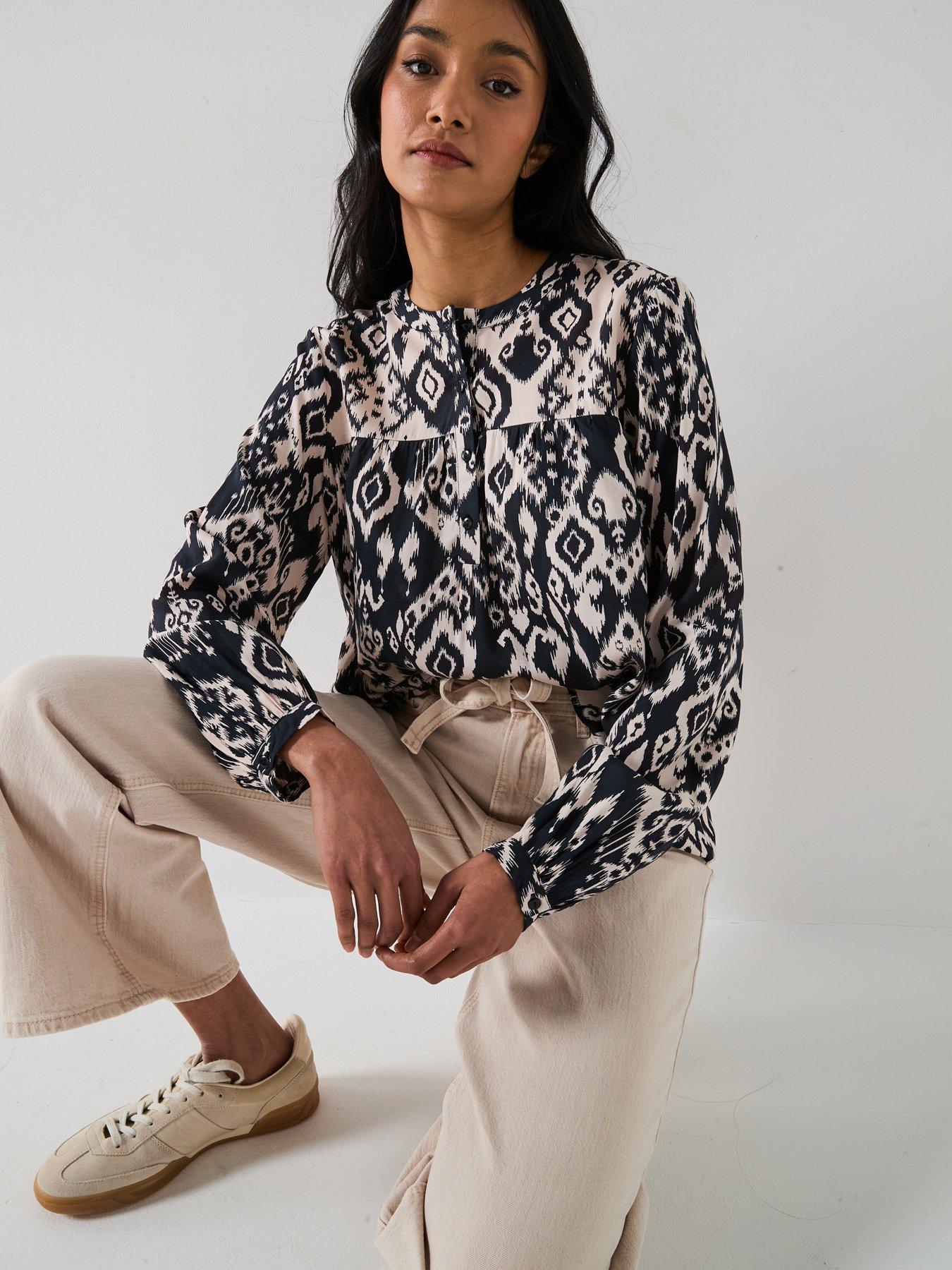Image 4 of 6 of JDY Printed Long Sleeve Blouse - Black