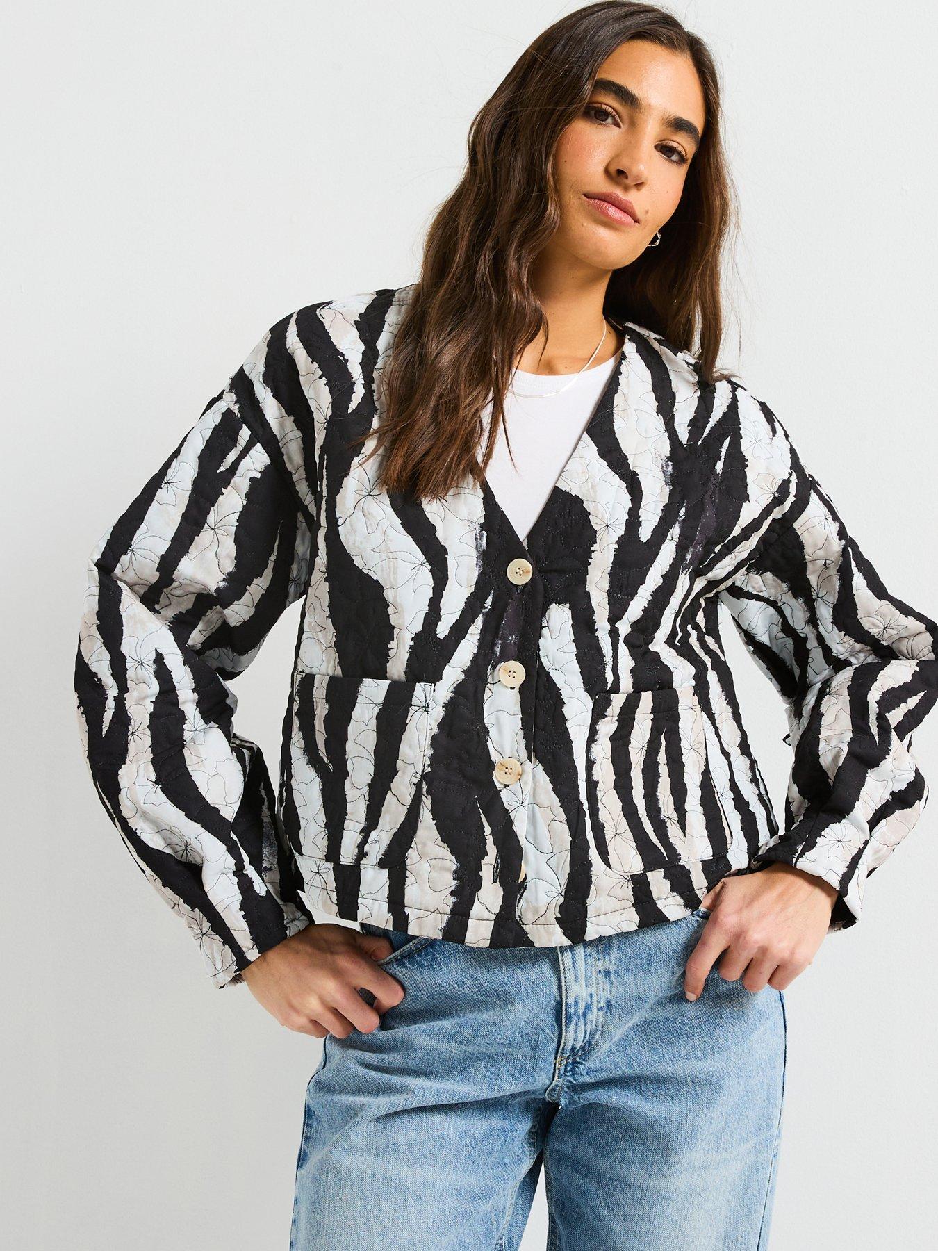 Image 1 of 4 of Vero Moda Lulu Long Sleeve Quilted Jacket - Black Stripe