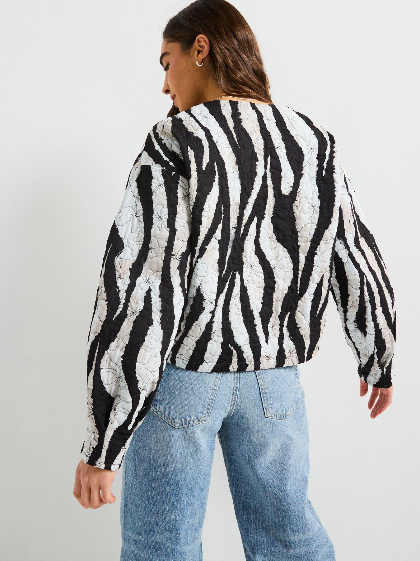 Image 2 of 4 of Vero Moda Lulu Long Sleeve Quilted Jacket - Black Stripe