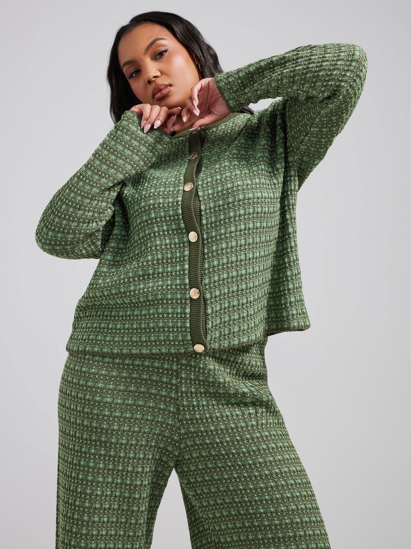 yours-curve-boucle-cardigan-green