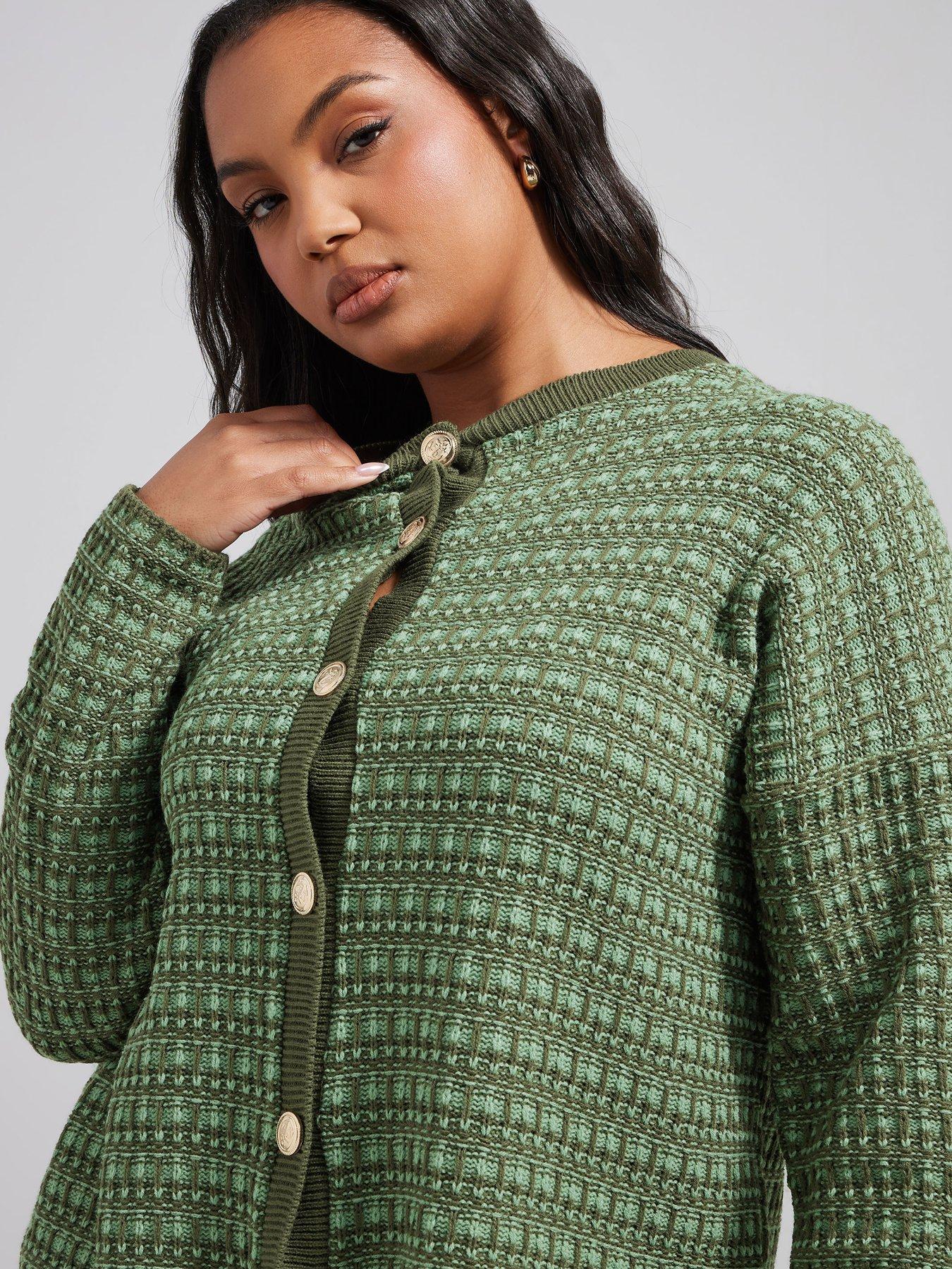 yours-curve-boucle-cardigan-greenoutfit