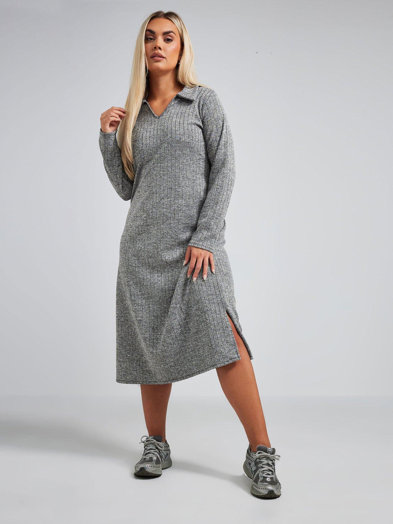 yours-curve-ruby-collar-dress-grey