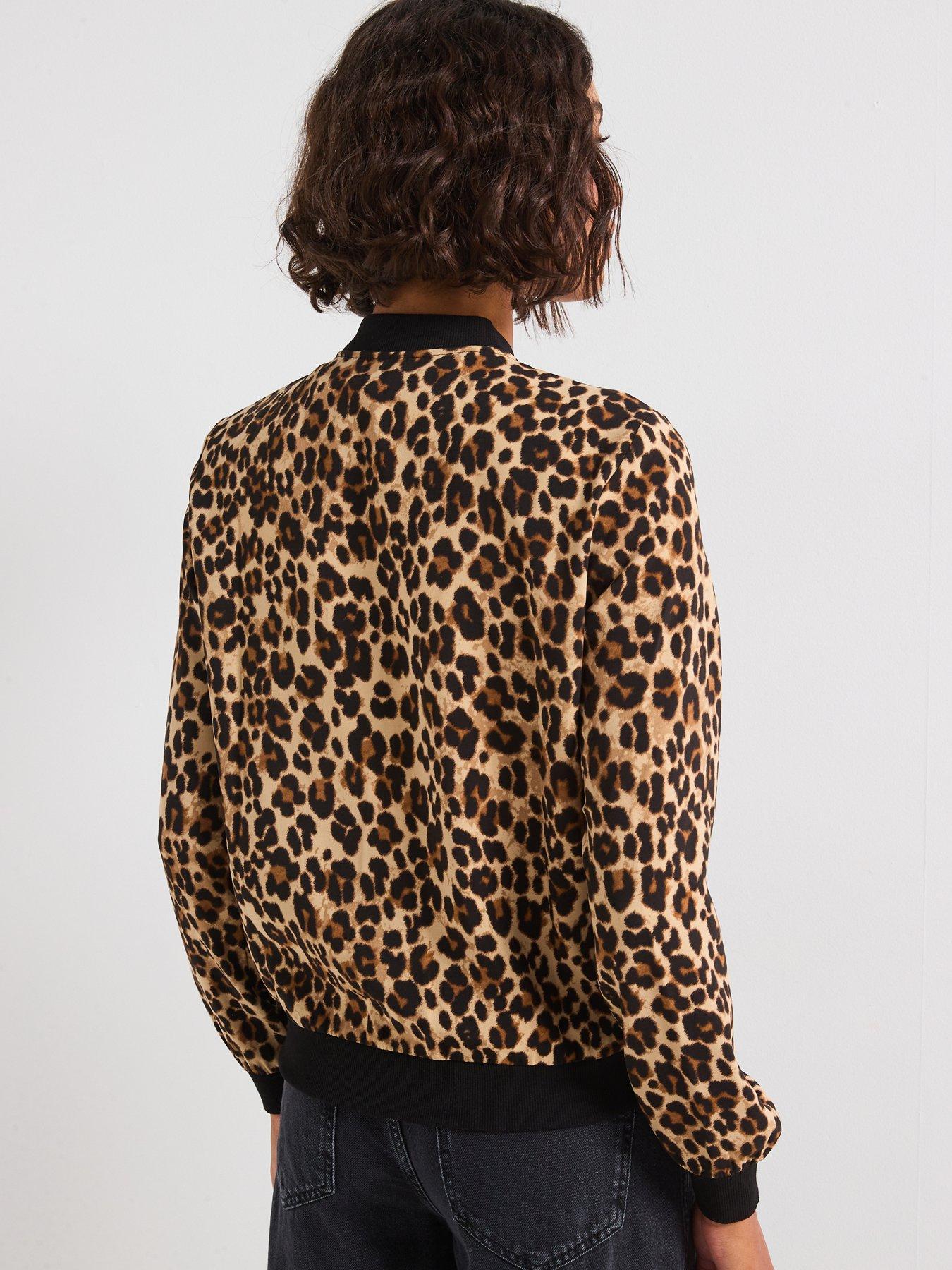 Vero Moda Coco Long Sleeve Bomber Jacket Leopard Print Very
