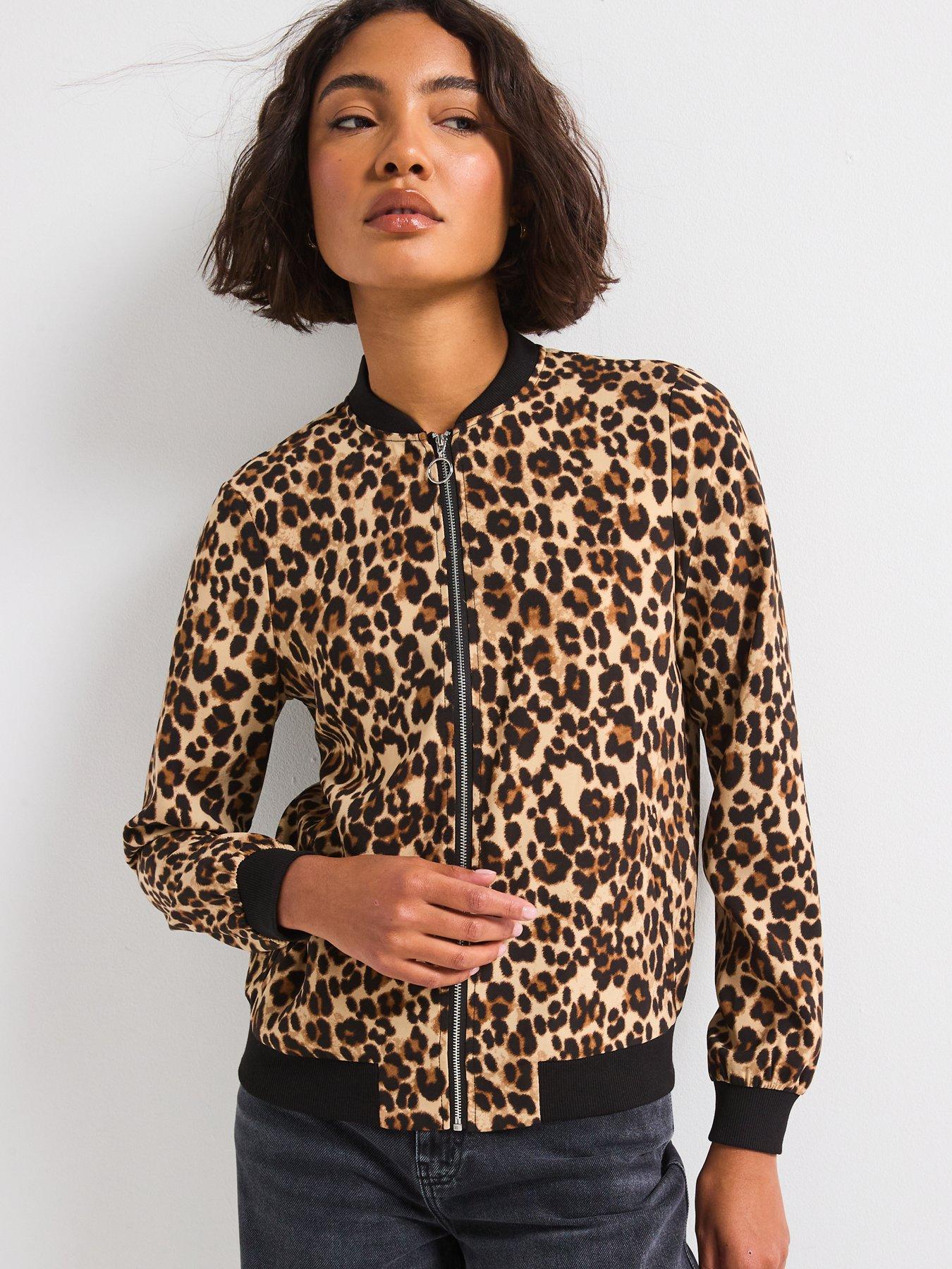 Image 6 of 6 of Vero Moda Coco Long Sleeve Bomber Jacket - Leopard Print