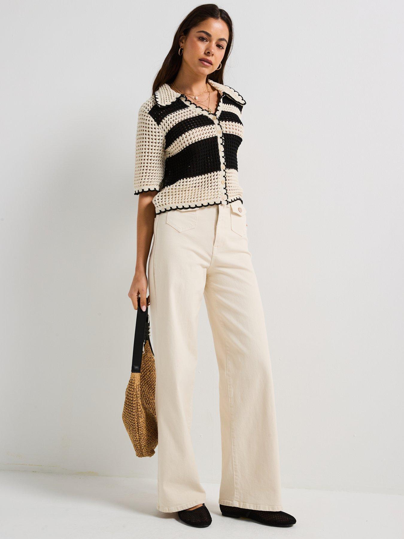 Image 3 of 6 of Only Hope High Waist Wide Leg Pocket Pant - Cream