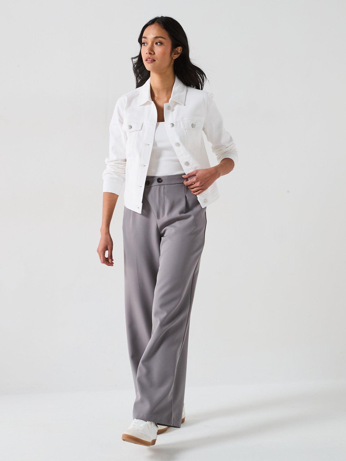 Image 3 of 6 of JDY Tailored Asymmetric Button Trouser - Grey