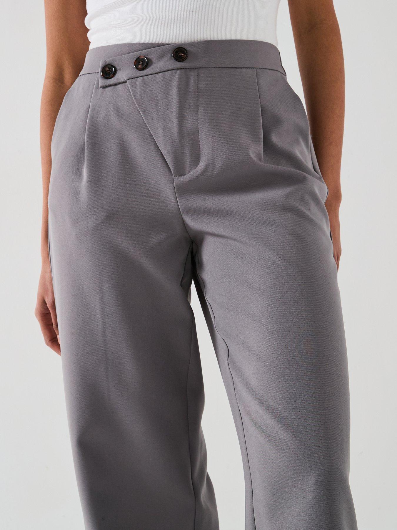 Image 5 of 6 of JDY Tailored Asymmetric Button Trouser - Grey