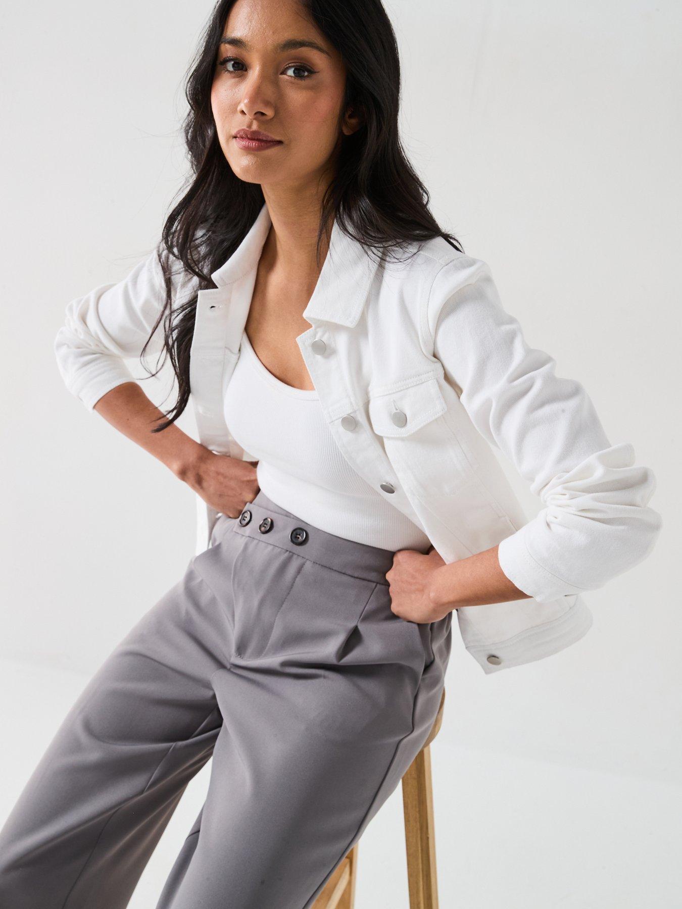 Image 6 of 6 of JDY Tailored Asymmetric Button Trouser - Grey