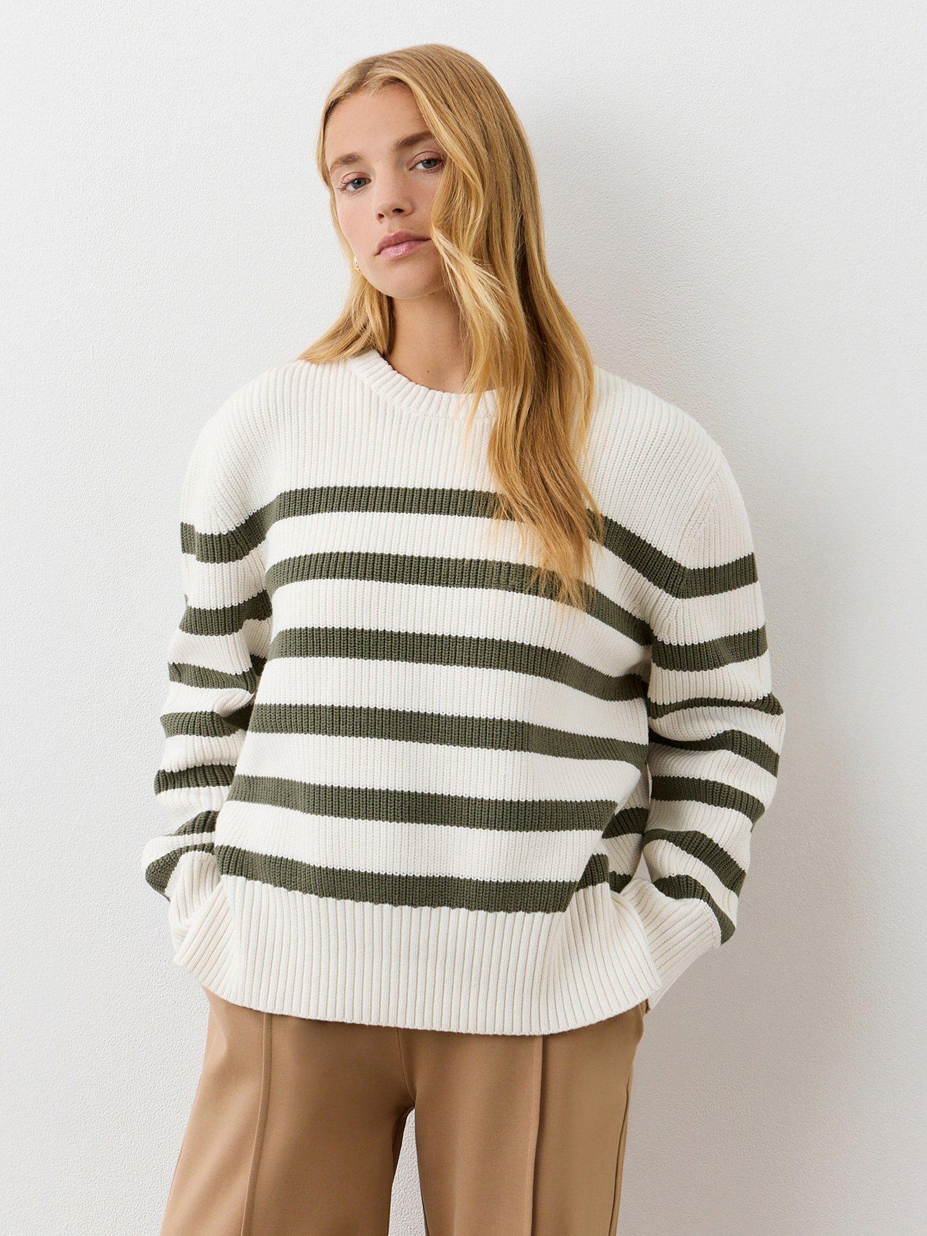 Finery Serena Stripe Sweater - Khaki