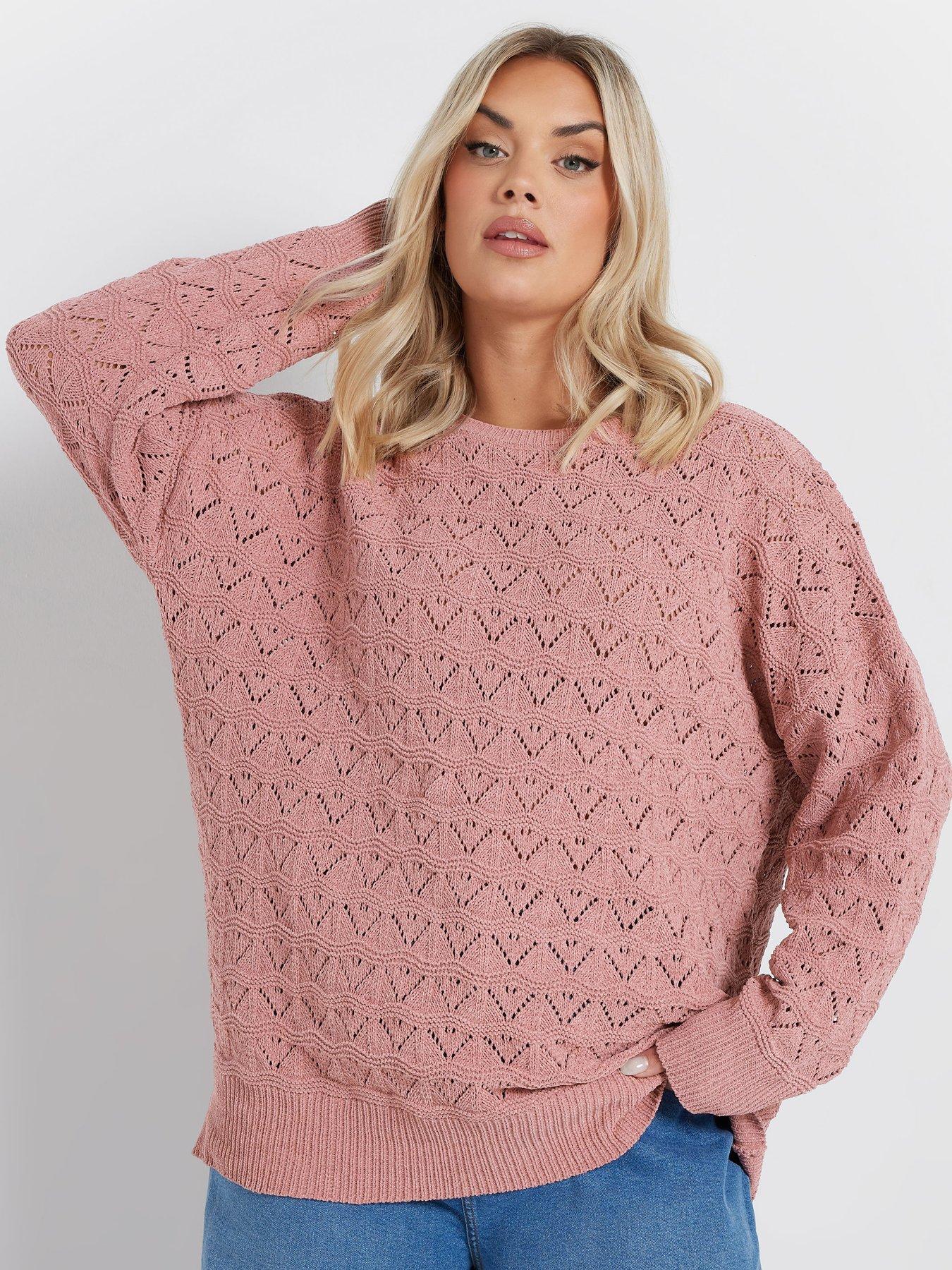 yours-curve-pointelle-chenille-jumper-pink