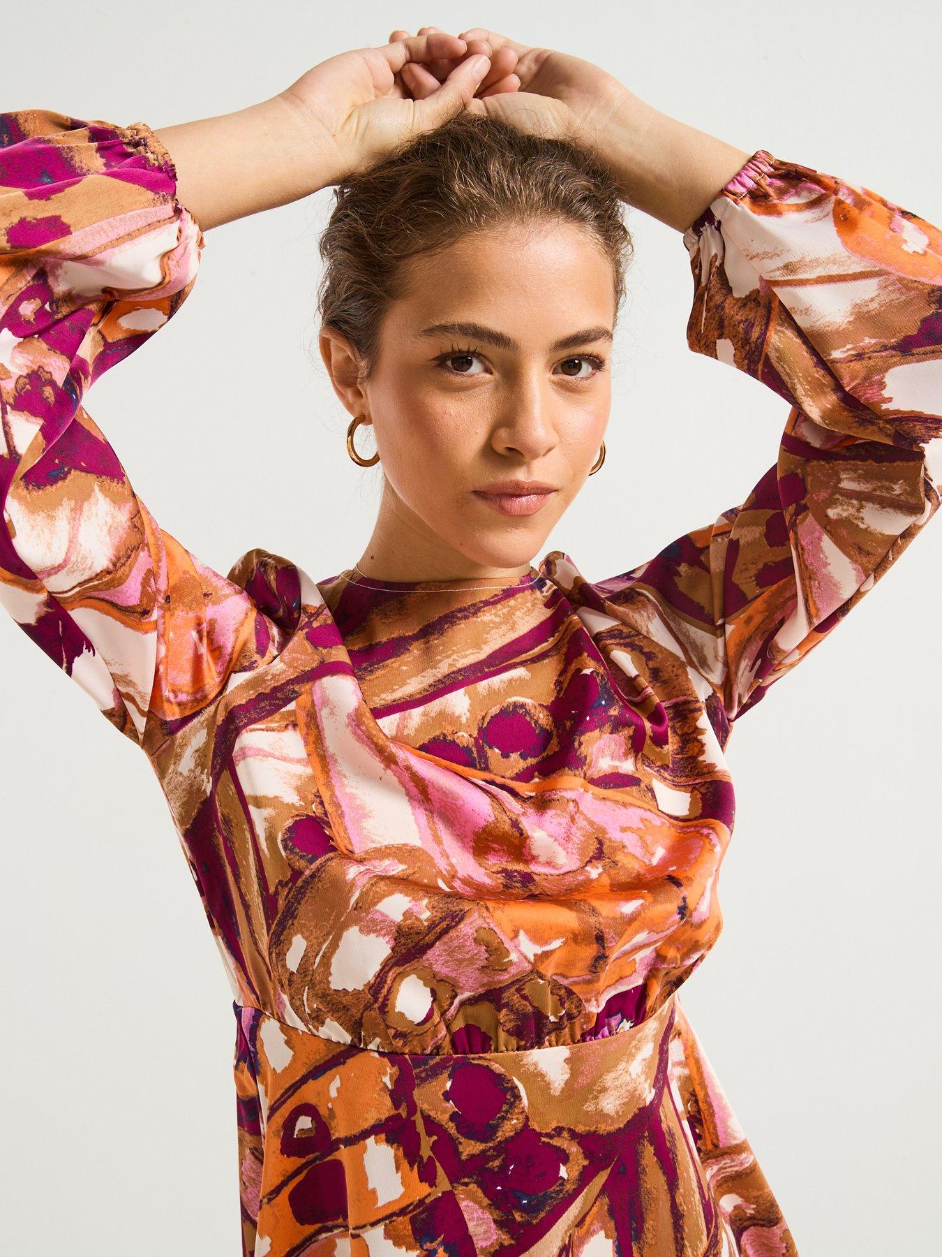 Image 5 of 6 of Vero Moda Linea Long Sleeve Short Woven Dress - Multi
