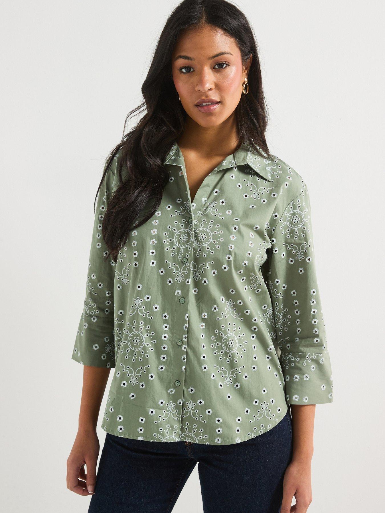 Image 1 of 4 of JDY Embroidered Relaxed Fit Shirt - Green
