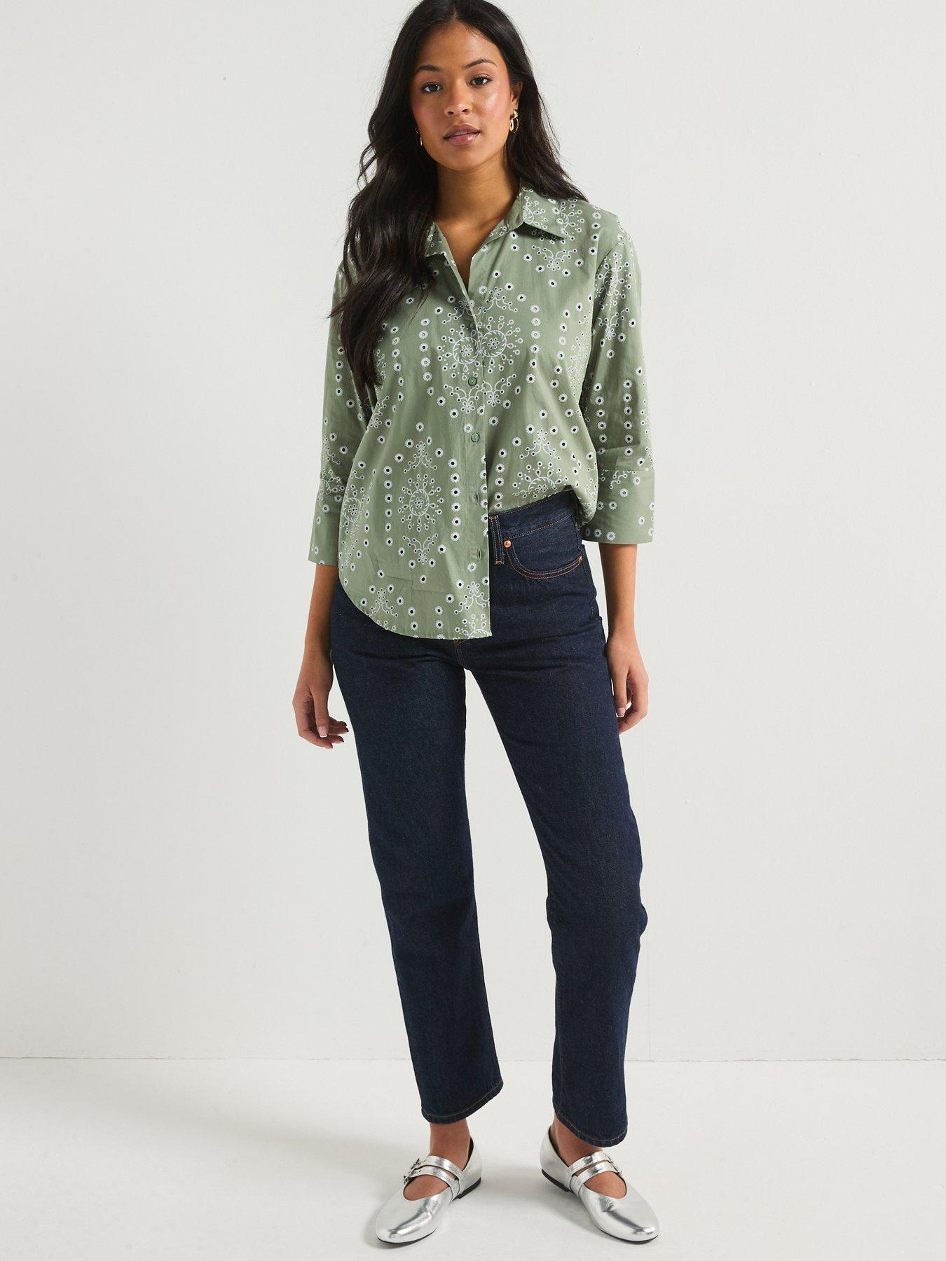 Image 3 of 4 of JDY Embroidered Relaxed Fit Shirt - Green