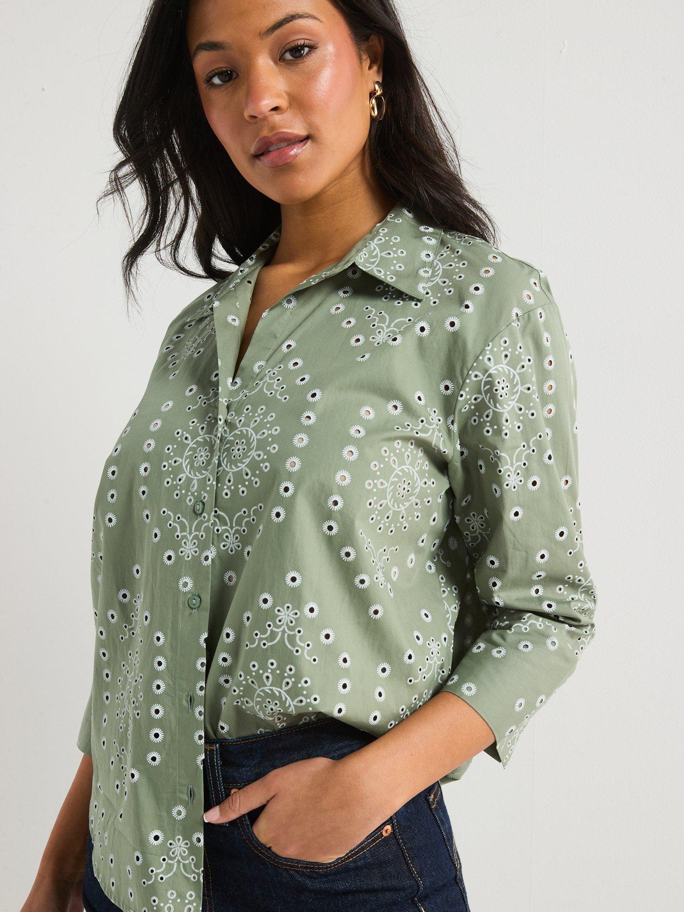 Image 4 of 4 of JDY Embroidered Relaxed Fit Shirt - Green
