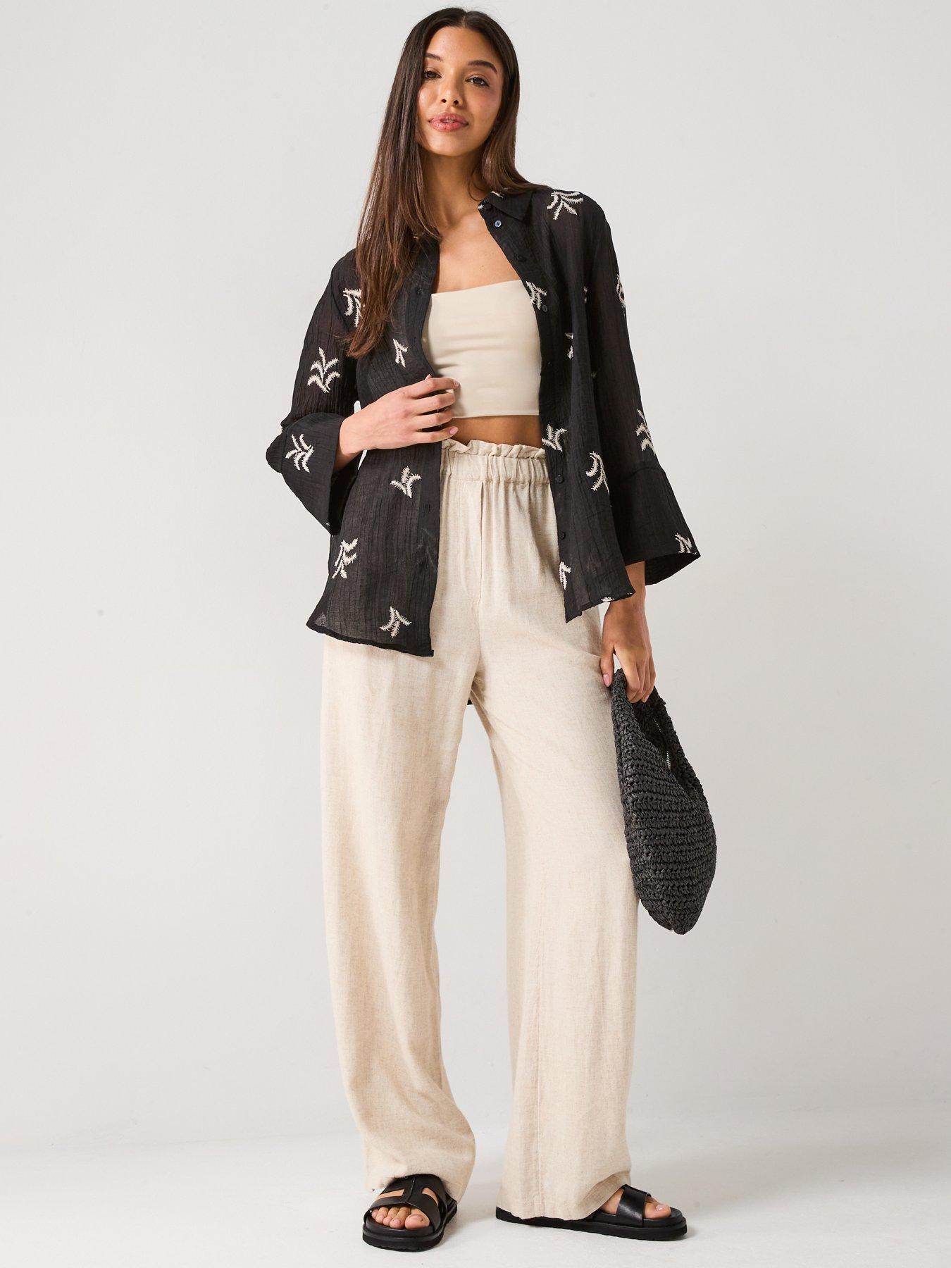 Image 3 of 5 of JDY Semi Sheer Embroidered Shirt - Black
