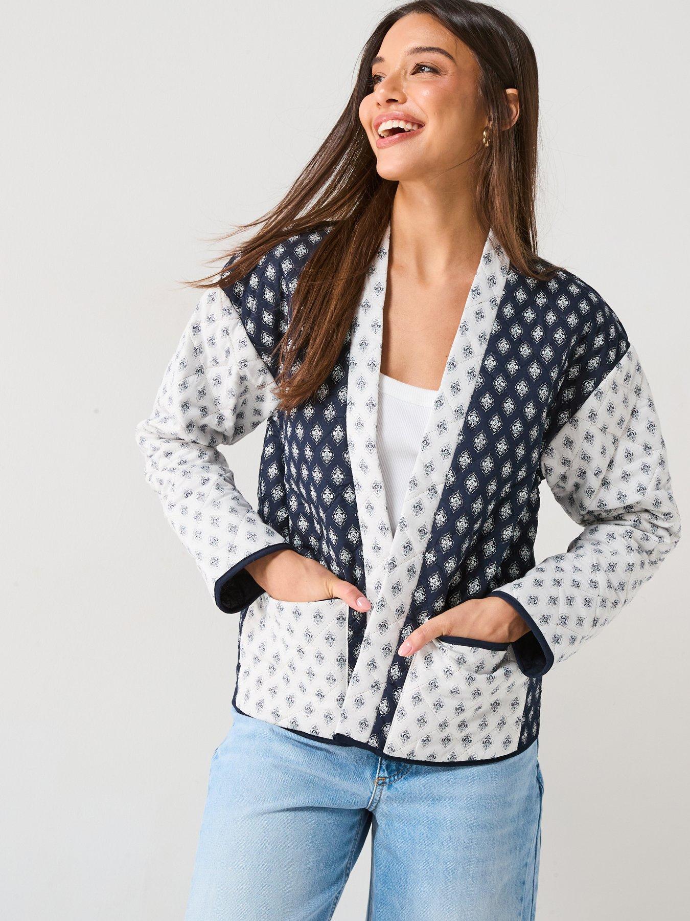 Image 1 of 6 of JDY Printed Quilted Jacket - Black/White - Multi