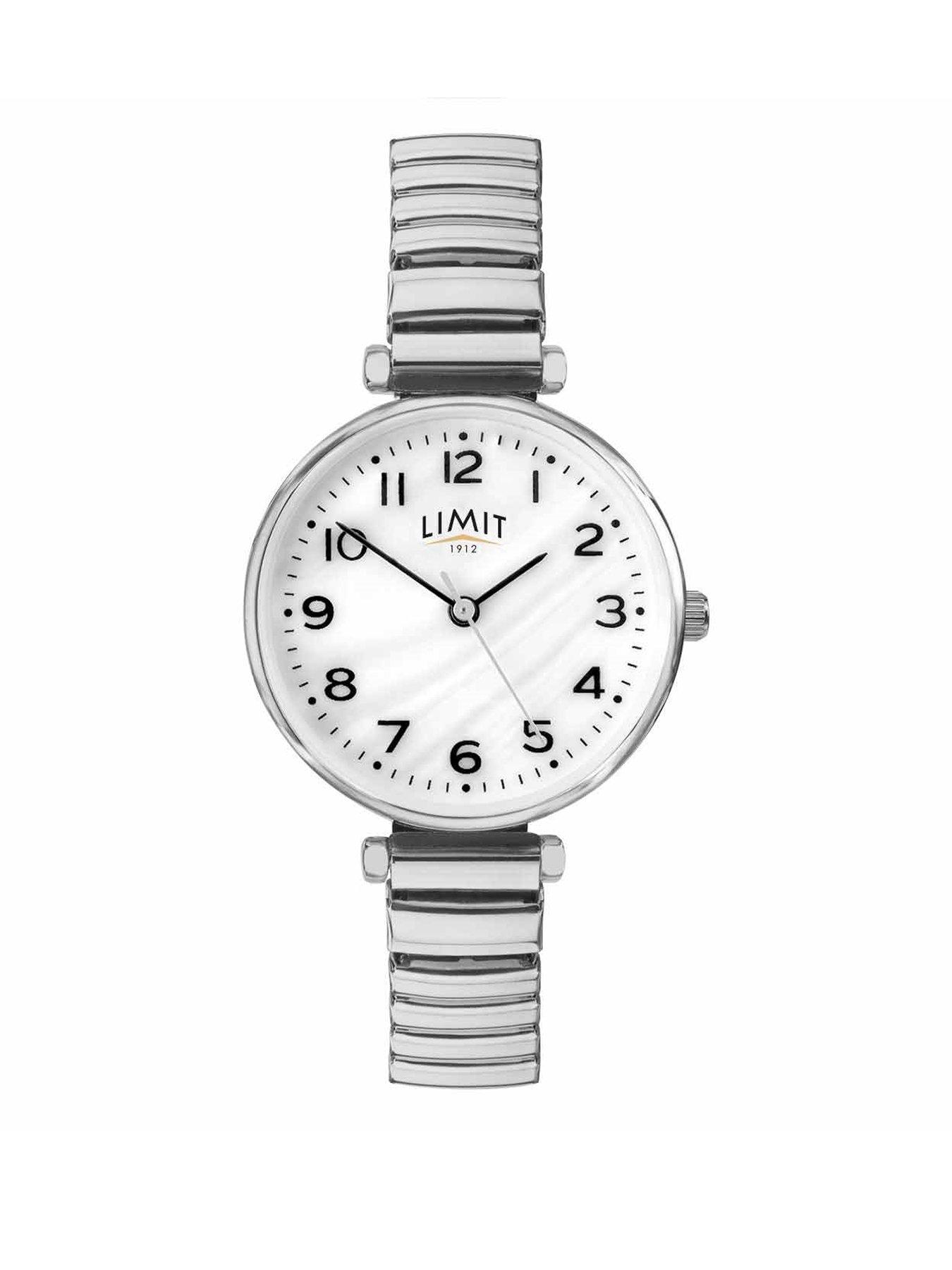 undefined Limit Womens Classic Silver Stainless Steel Expanding Bracelet with White Dial Analogue Watch
