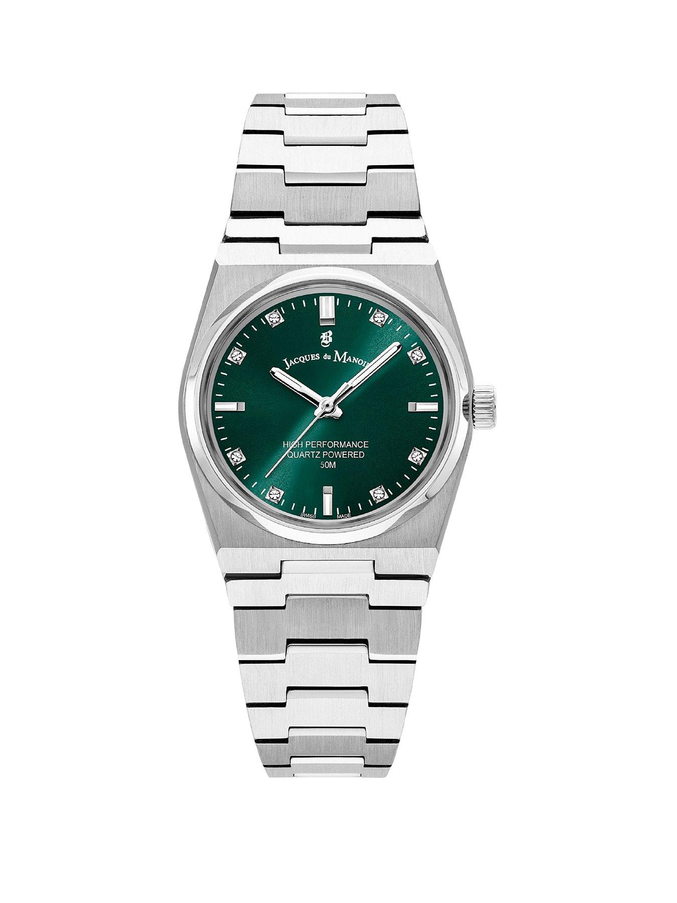 jacques-du-manoir-jacques-du-manoir-swiss-made-horizon-ladies-silver-plated-green-dial-bracelet-watch