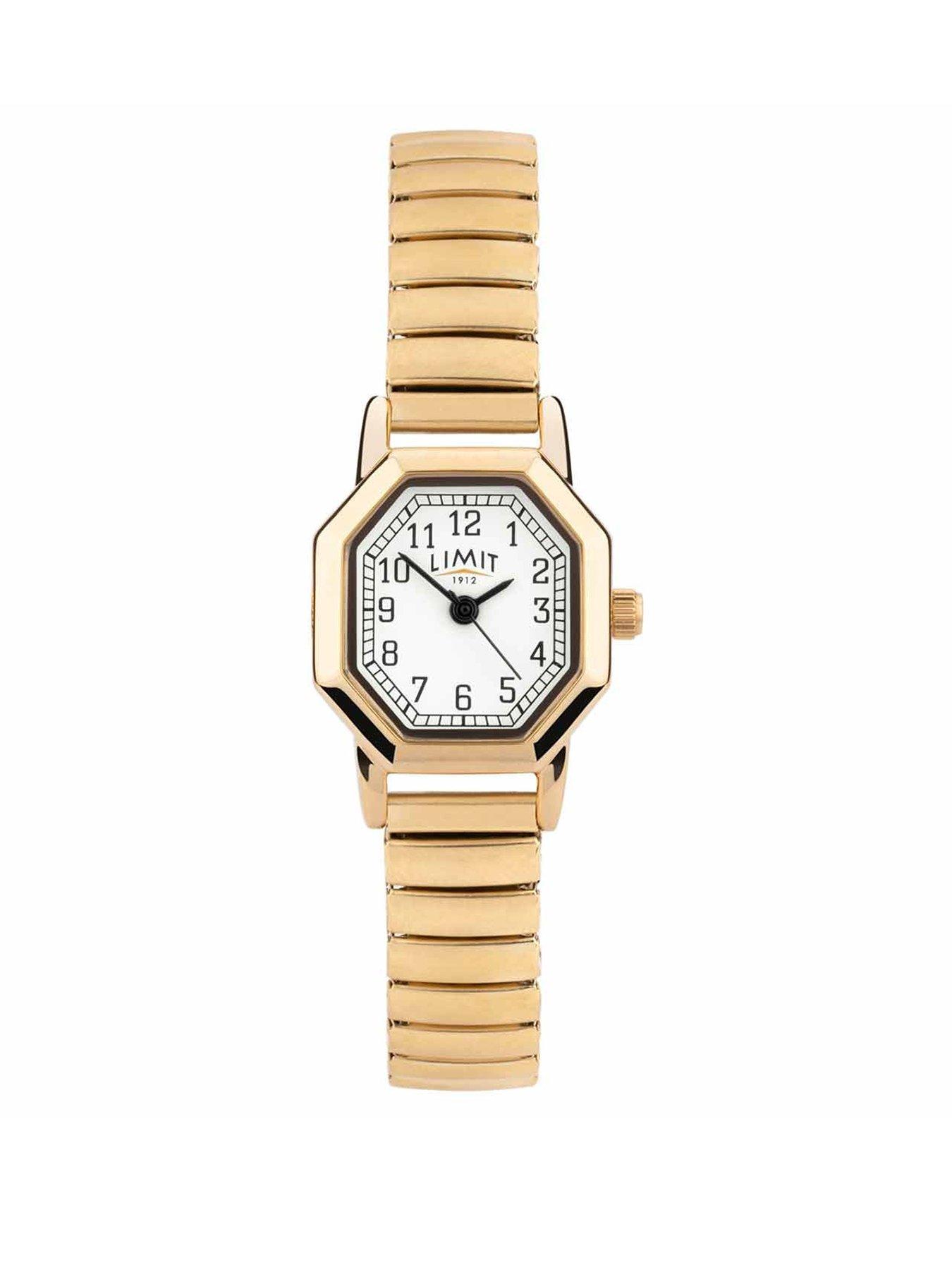 limit-limit-womens-gold-stainless-steel-expanding-bracelet-with-white-dial-analogue-watch