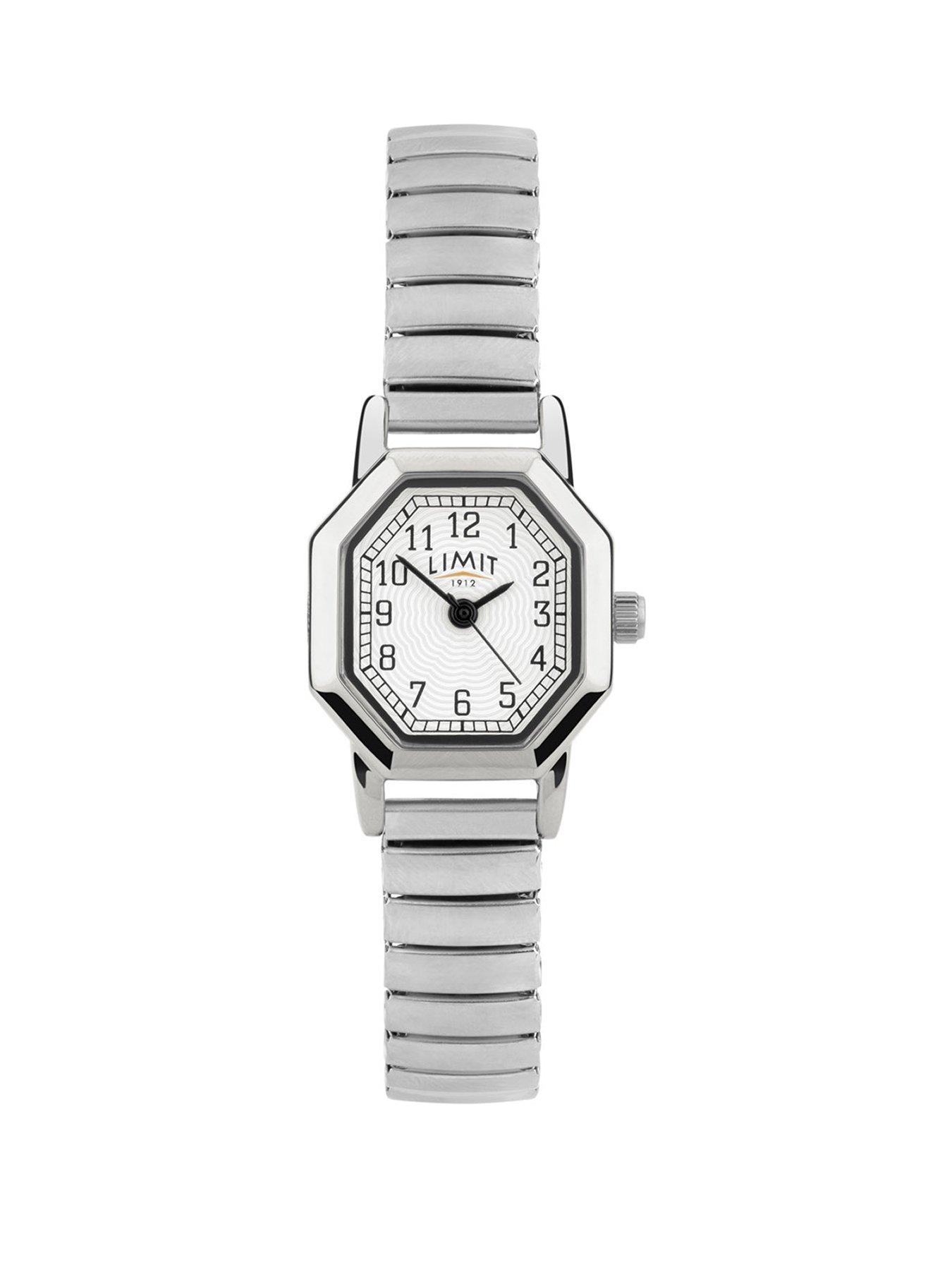 undefined Limit Womens Classic Silver Stainless Steel Expanding Bracelet with Silver White Dial Analogue Watch