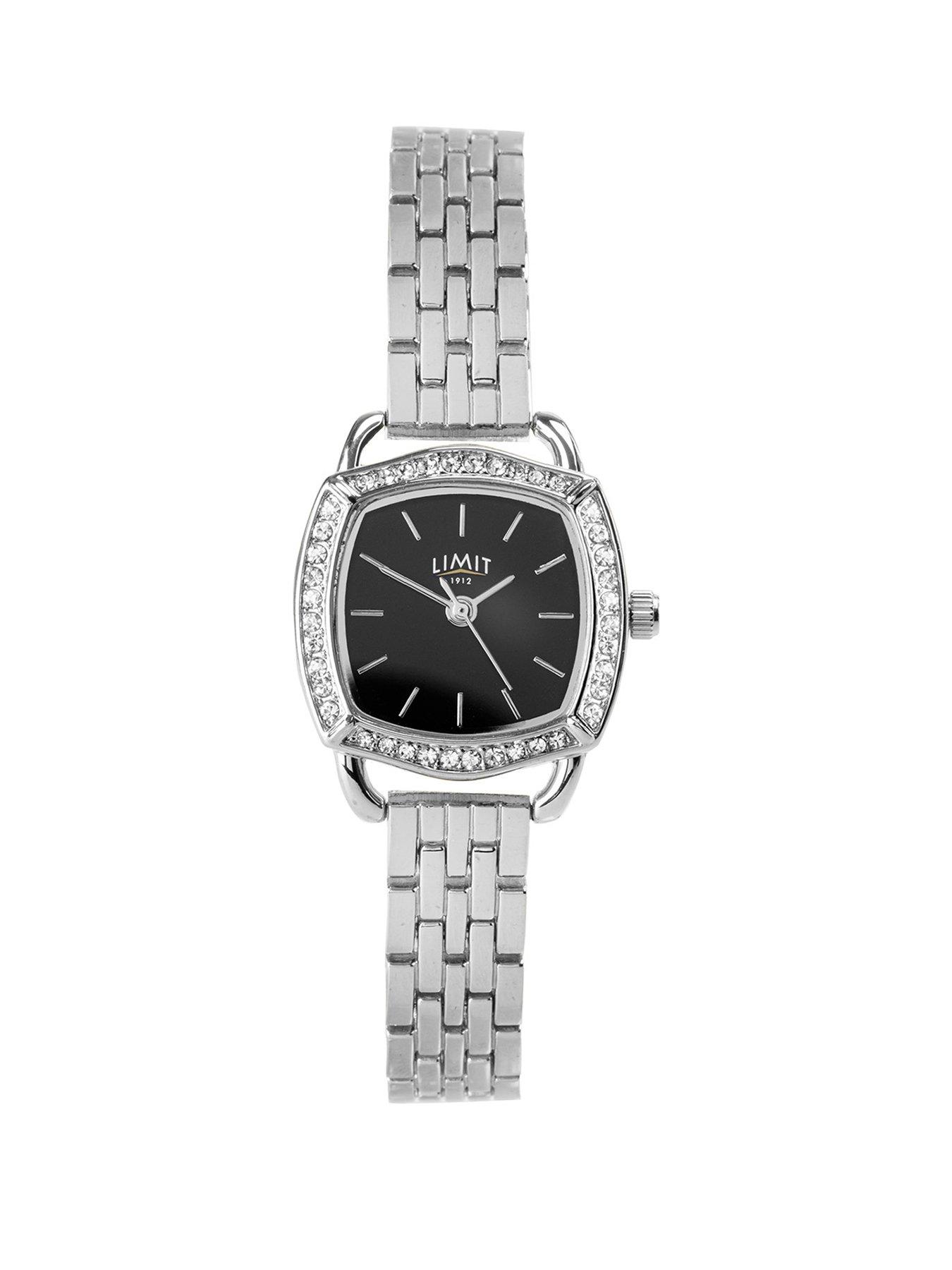 Limit Limit Womens Silver Stainless Steel Bracelet with Black Dial Analogue Watch