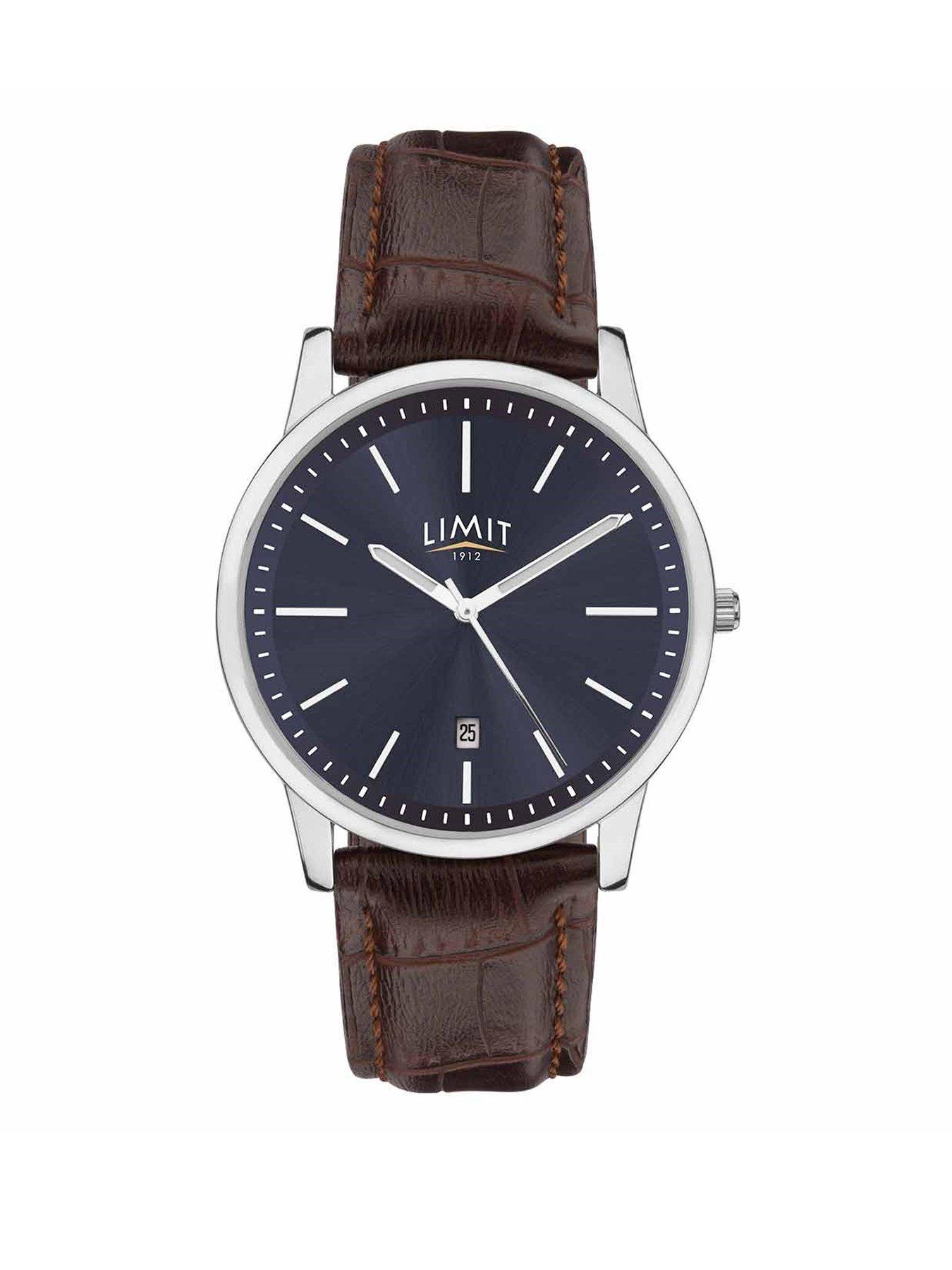 Limit Limit Mens Modern Brown Polyurethane Strap with Blue Dial Analogue Watch
