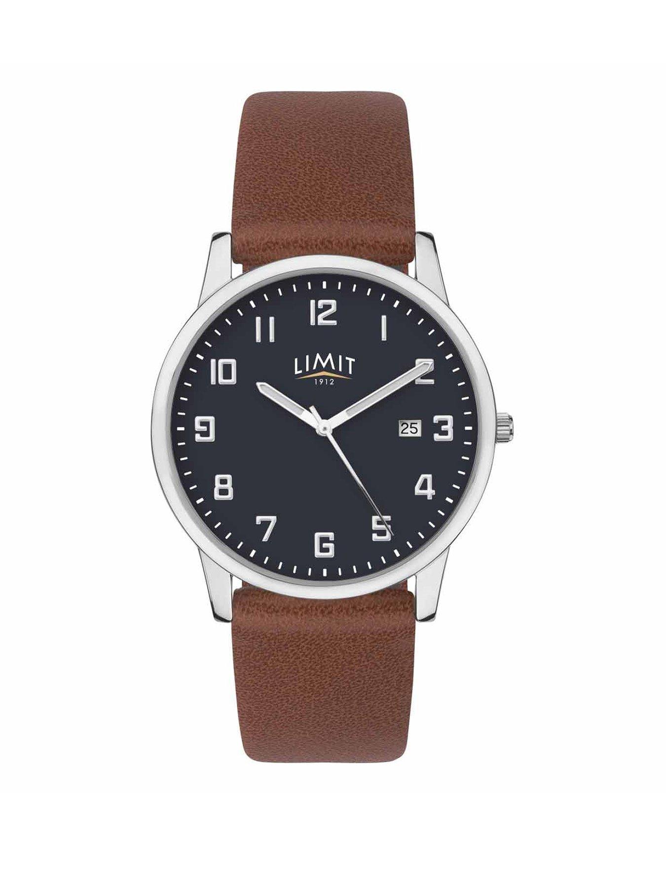 Limit Limit Mens Modern Tan Polyurethane Strap with Blue Dial Analogue Watch