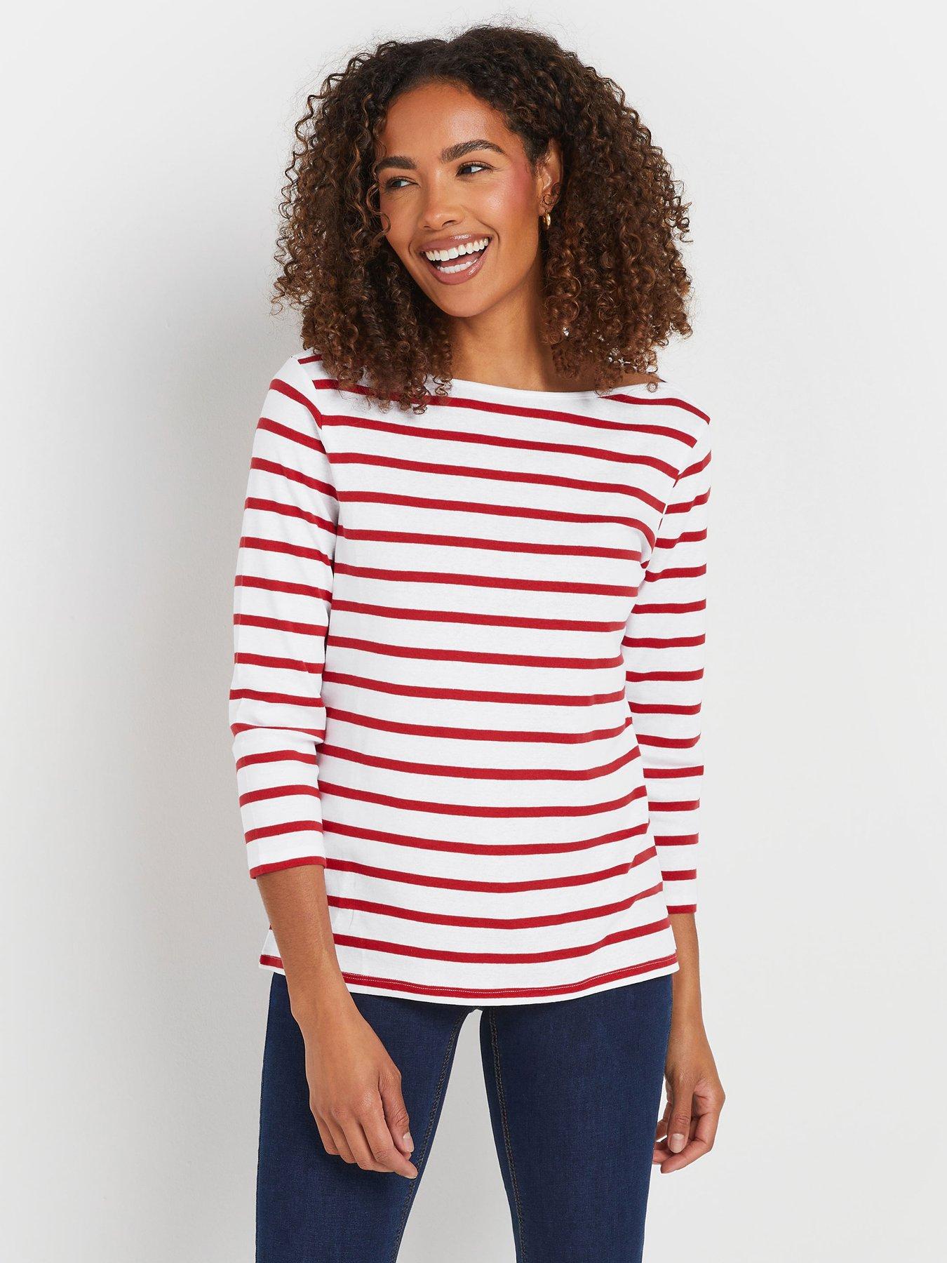 Image of M&Co 3/4 Sleeve Slash Neck Top - Red