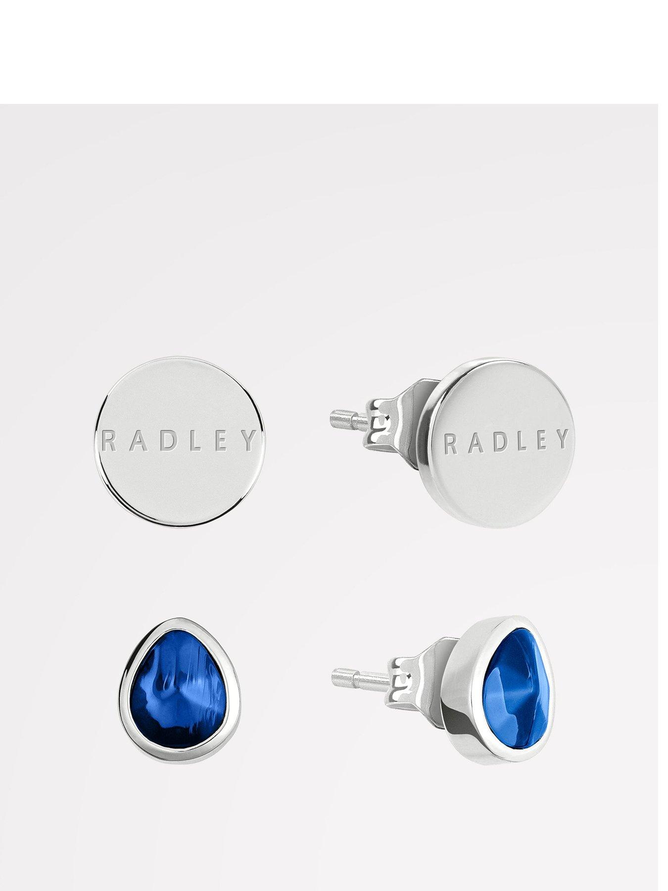 radley-radley-silver-plated-blue-stone-disc-twin-pack-earrings