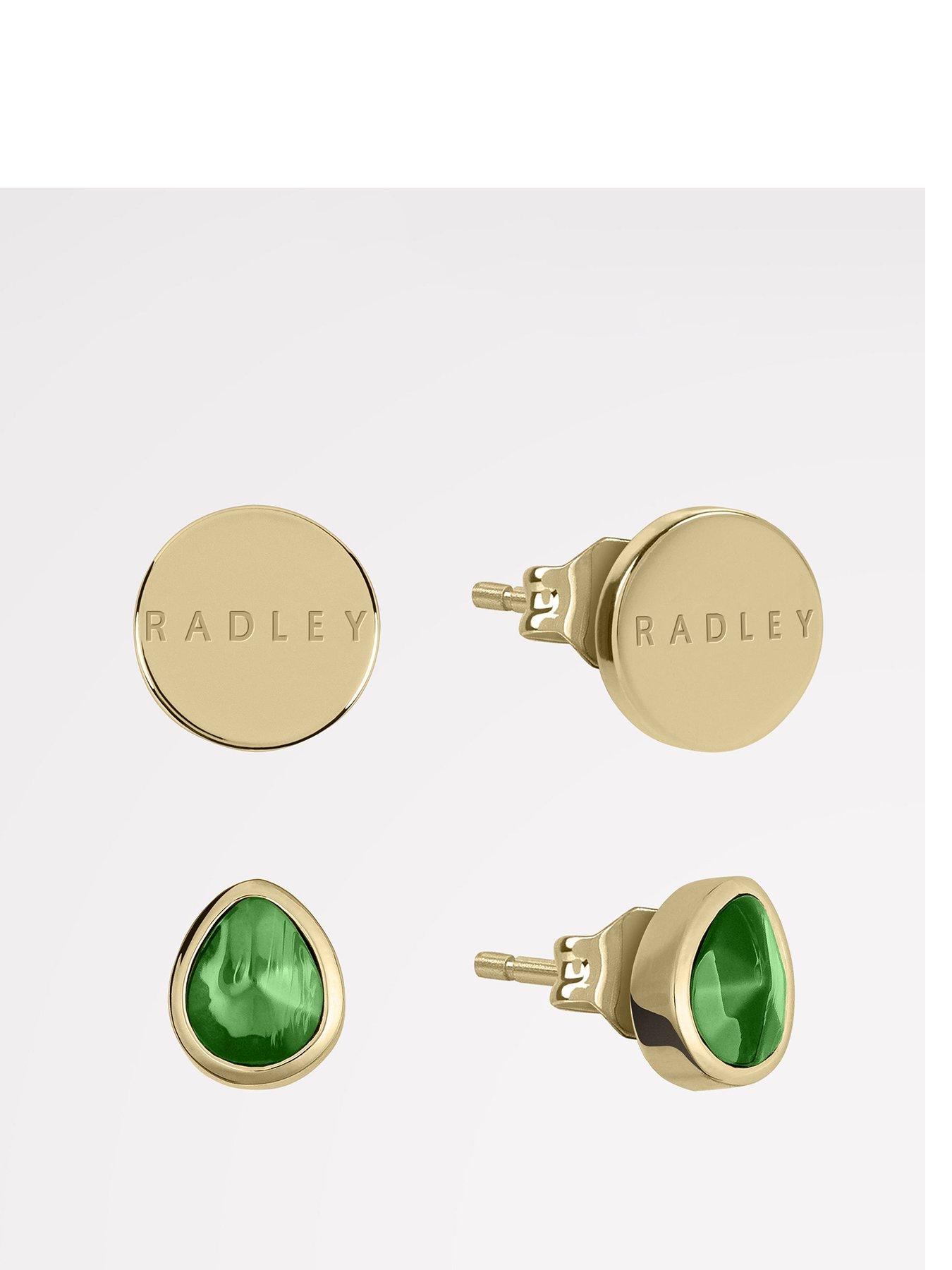 radley-radley-18ct-gold-plated-green-stone-disc-twin-pack-earrings