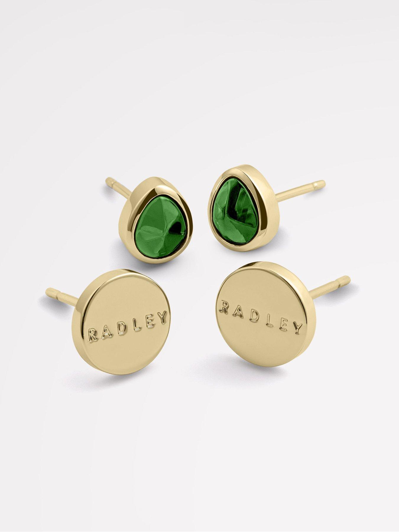 radley-radley-18ct-gold-plated-green-stone-disc-twin-pack-earringsstillFront