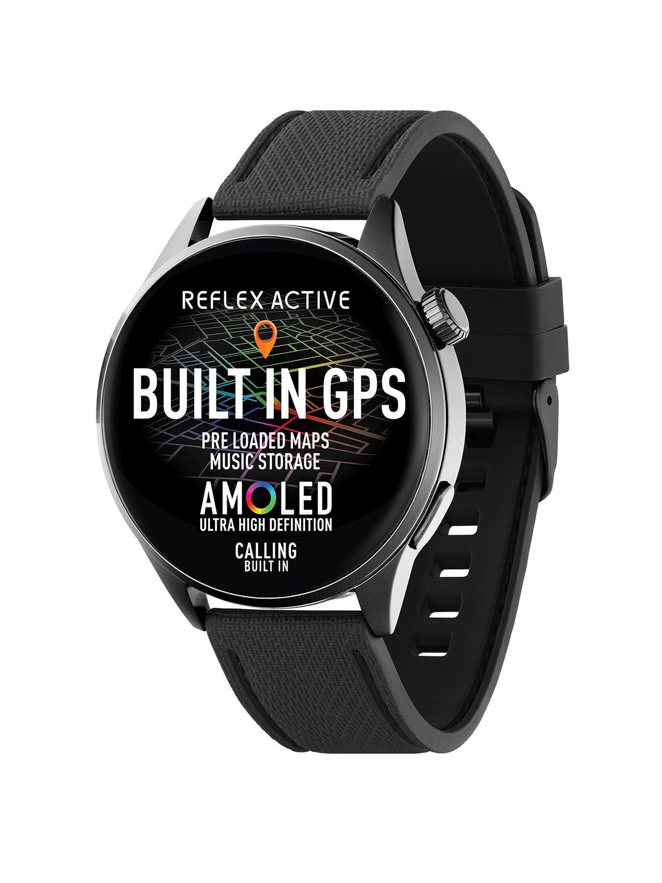 Image 1 of 6 of Reflex Active Reflex Active Series 45 Black Silicone Amoled GPS Sports Smart Calling Watch
