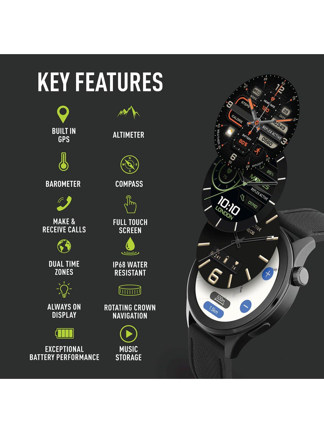 Image 2 of 6 of Reflex Active Reflex Active Series 45 Black Silicone Amoled GPS Sports Smart Calling Watch