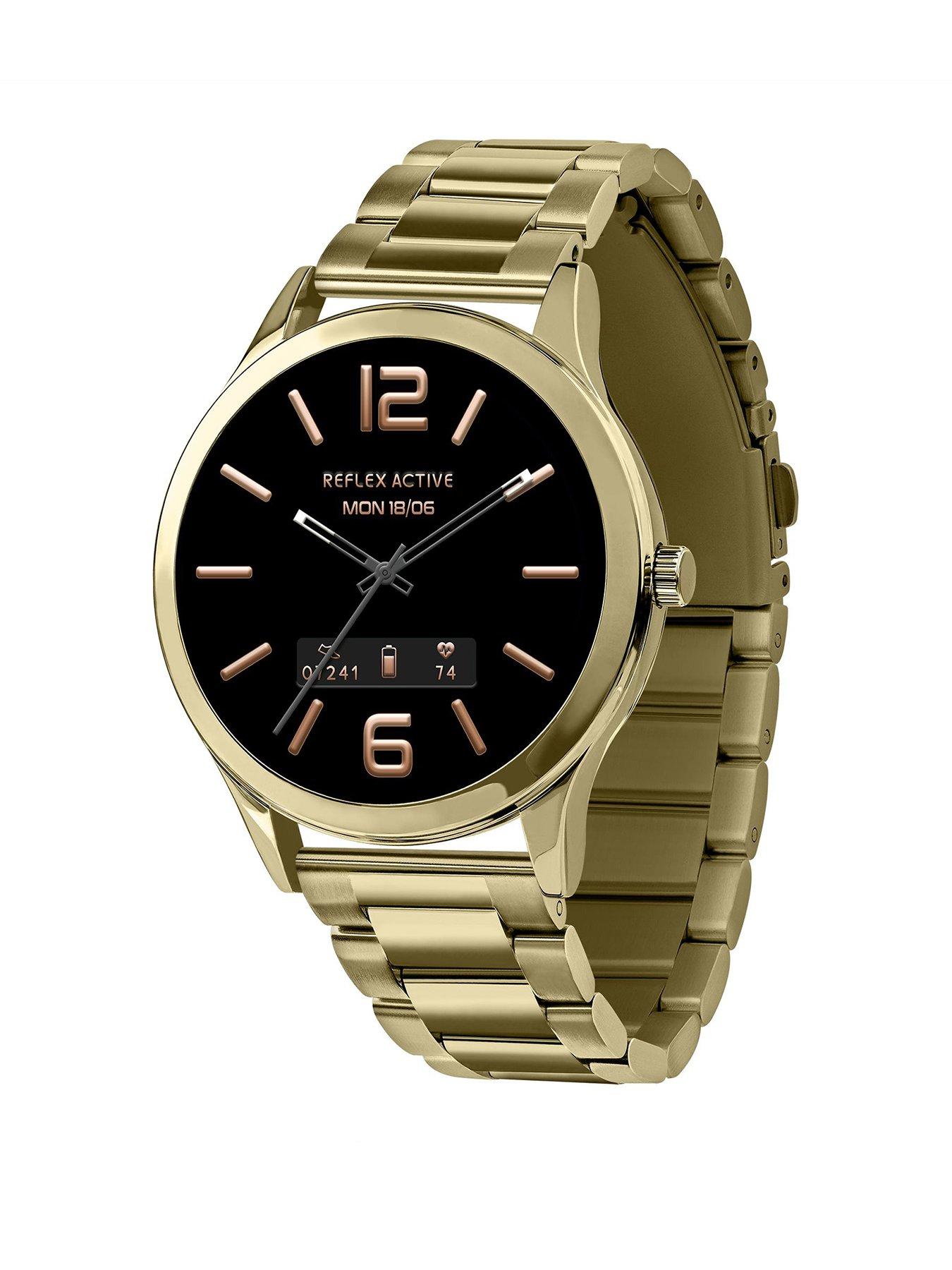undefined Reflex Active Series 31 Gold Stainless Steel Strap Amoled Smart Calling Watch