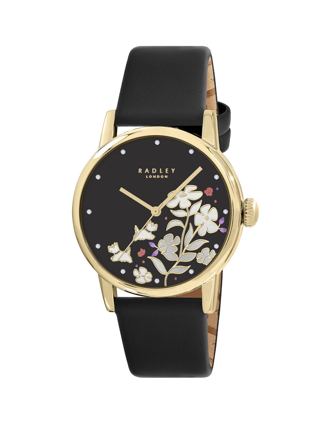 radley-radley-gold-plated-black-leather-strap-watch-18ct-gold-plated-heart-twin-pack-earrings-amp-heart-ceramic-trinket-tray-setstillFront