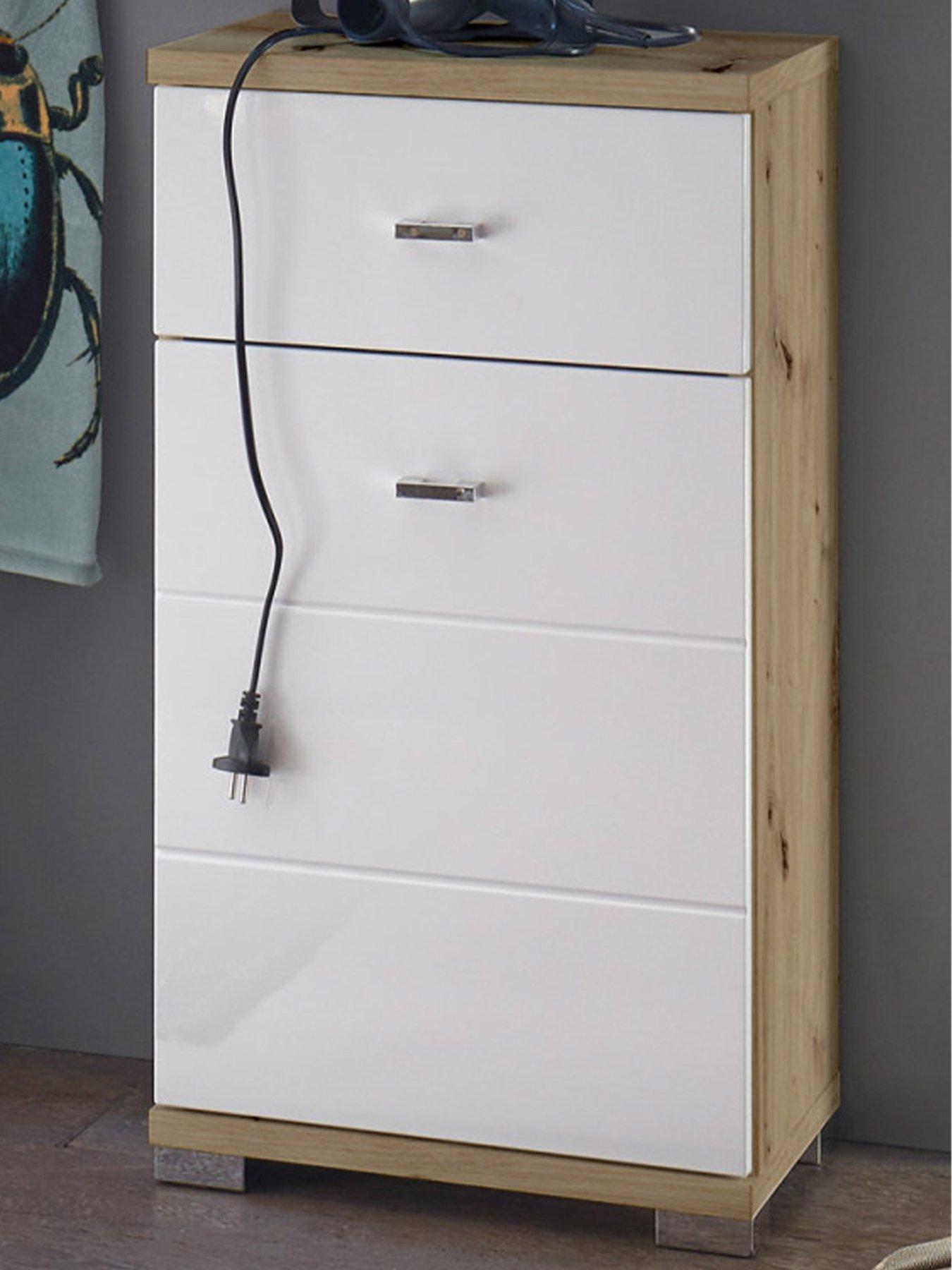 Image of Julian Bowen Pool 1 Door, 1 Drawer Bathroom Storage Cabinet - White