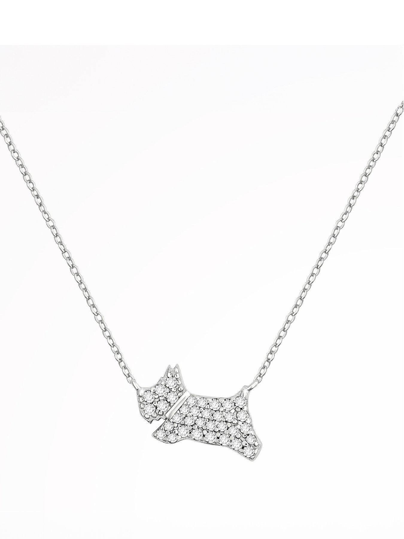 undefined Radley Sterling Silver Stone Set Jumping Dog Pendant Necklace