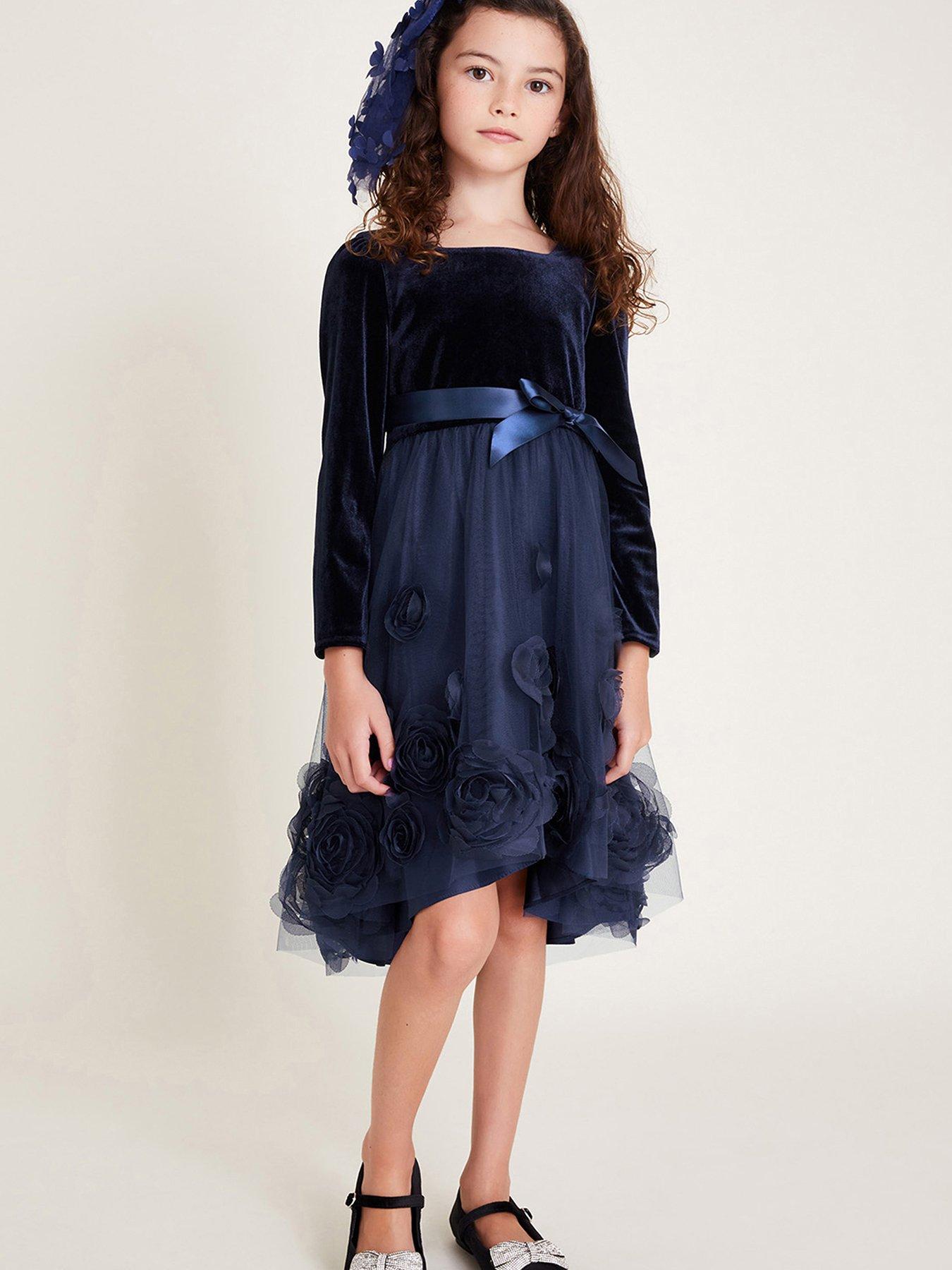 monsoon-girls-velvet-long-sleeved-3d-floral-dress-blue