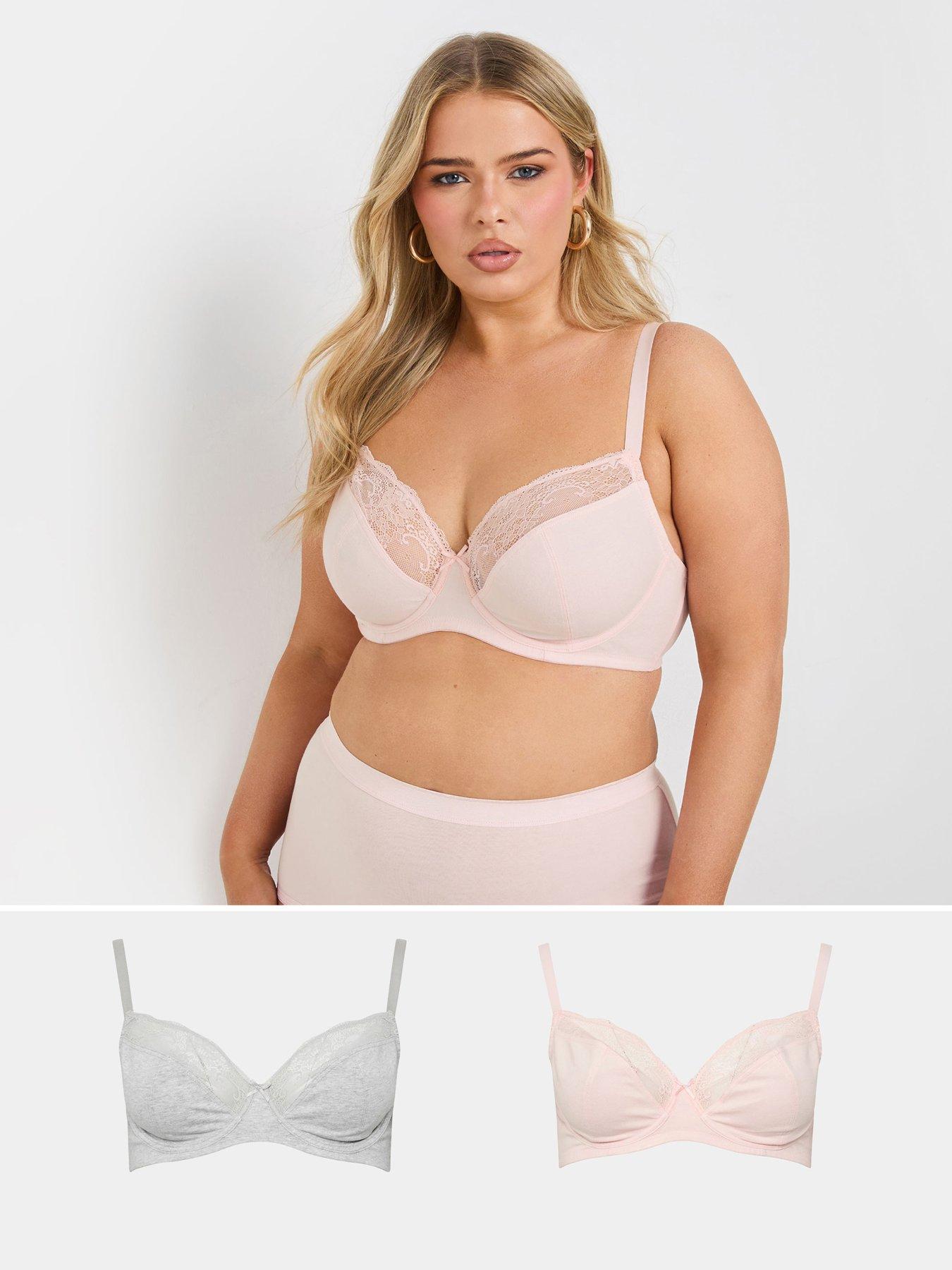 Image of Yours Curve 2 Pack Floral Embellished Padded Bra