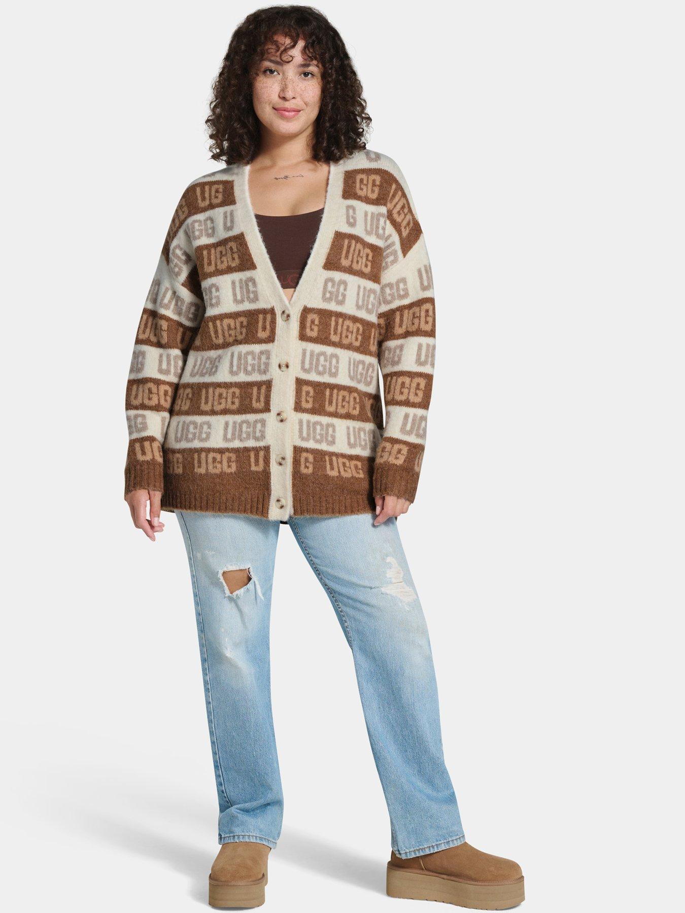 ugg-w-ugg-graphic-logo-cardigan-brownoutfit