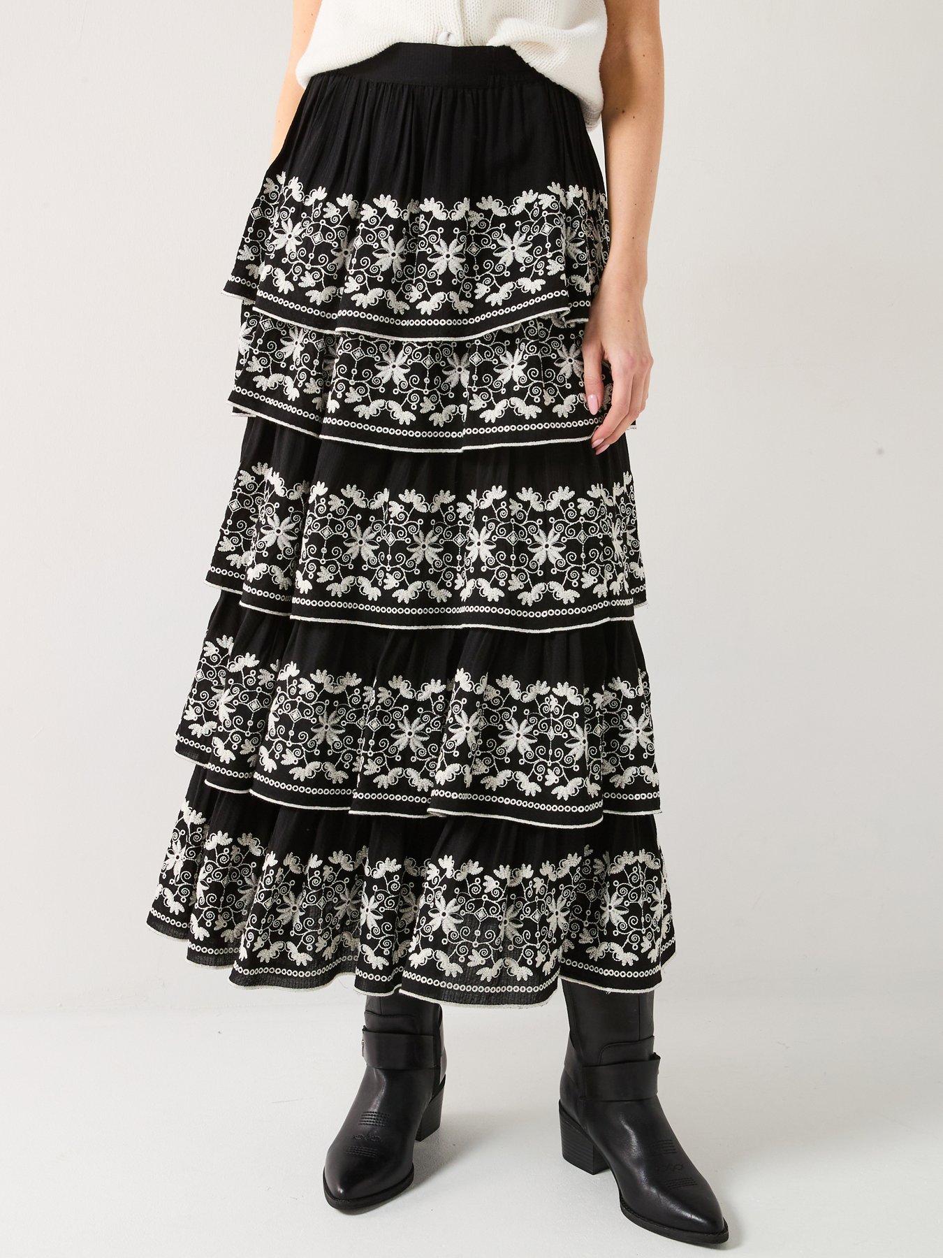 v-by-very-embroidered-tiered-midi-skirt-black